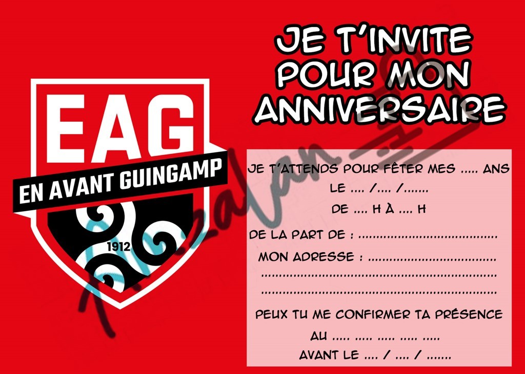 Cartes invitations FOOT EAG Guingamp