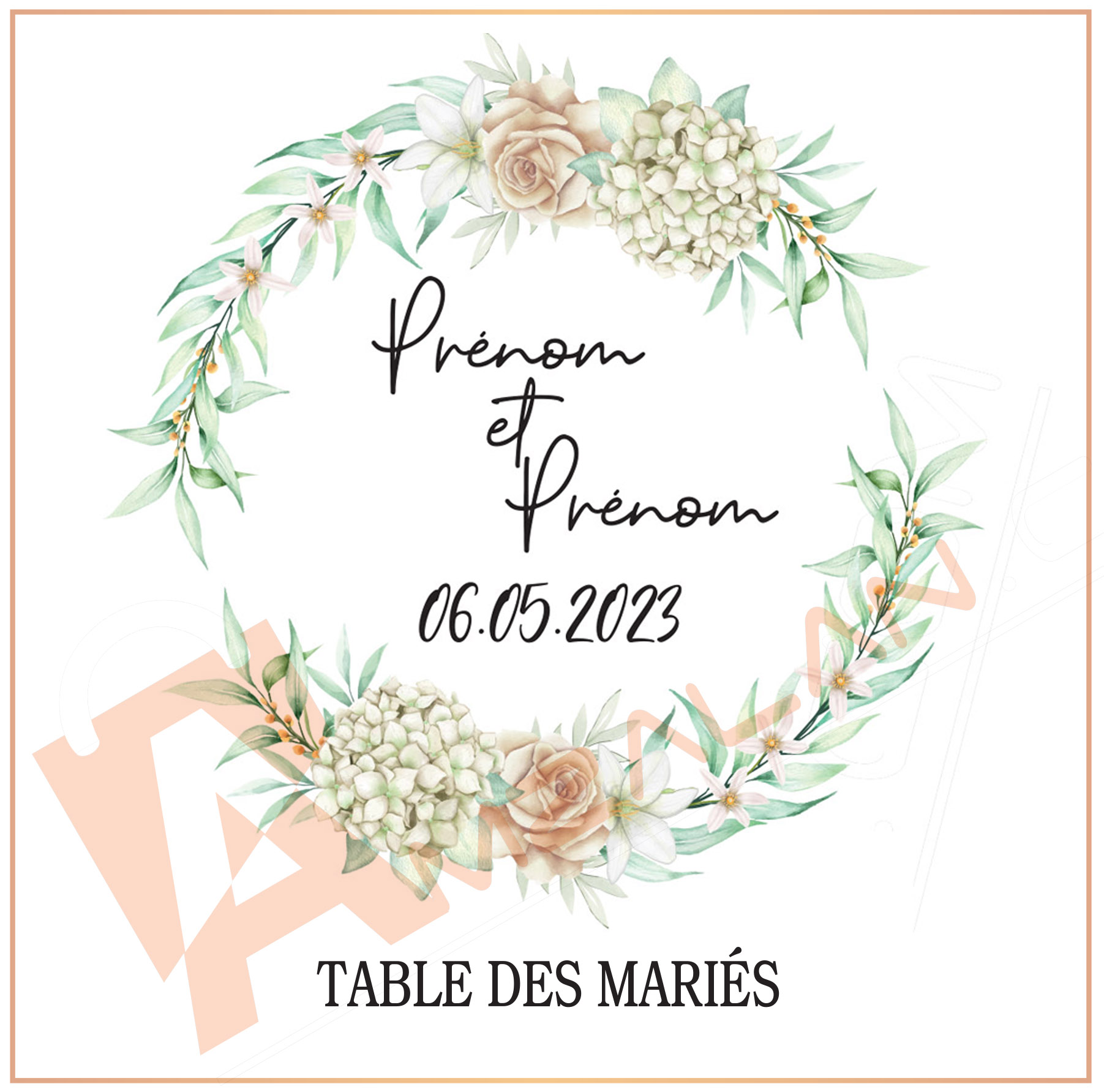 Marquage de table de mariage, champêtre version 4