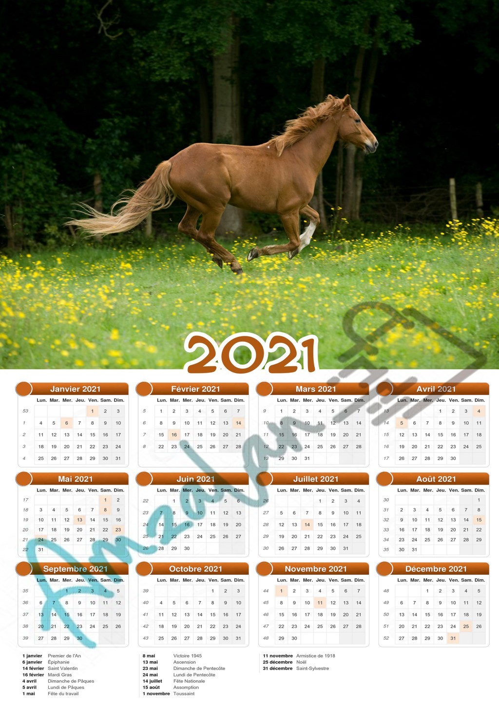 Calendrier collection ANIMAUX CHEVAUX V1