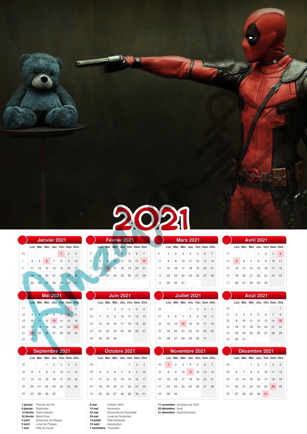 Calendrier collection FILM DEADPOOL V2