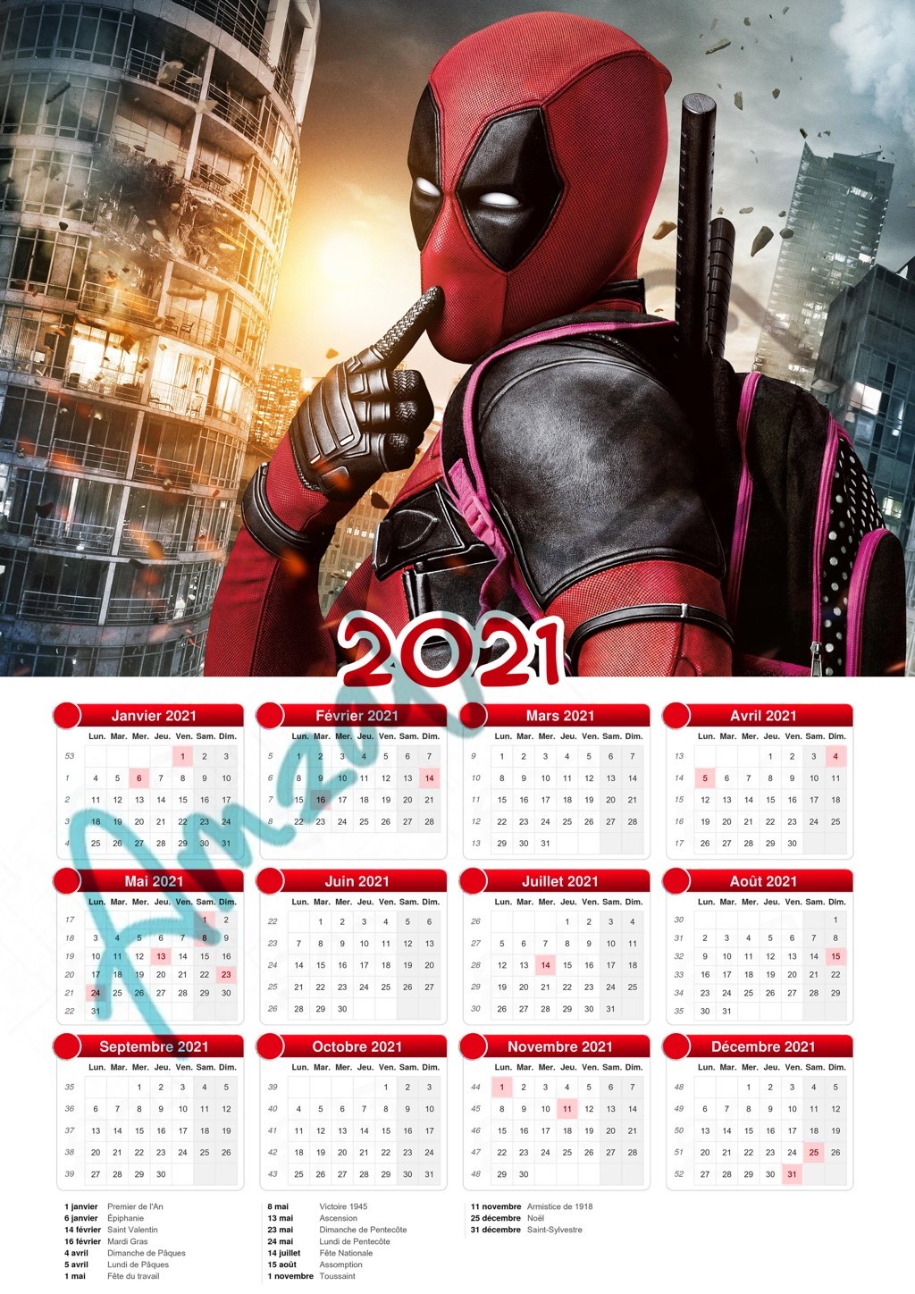 Calendrier collection FILM DEADPOOL V4