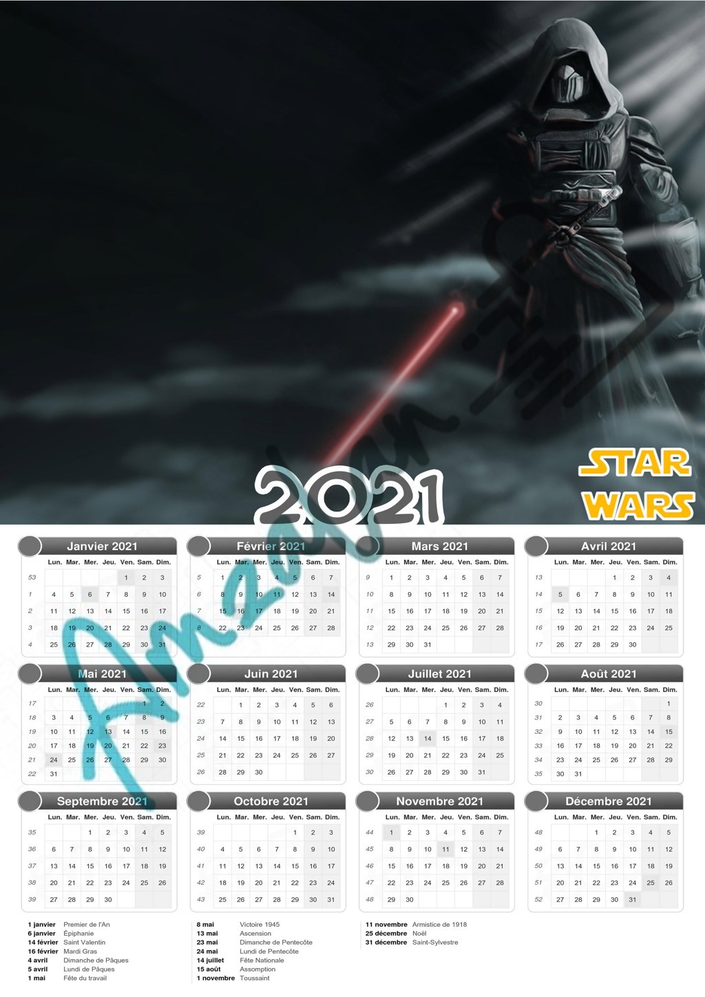 Calendrier collection FILM STAR WARS V02