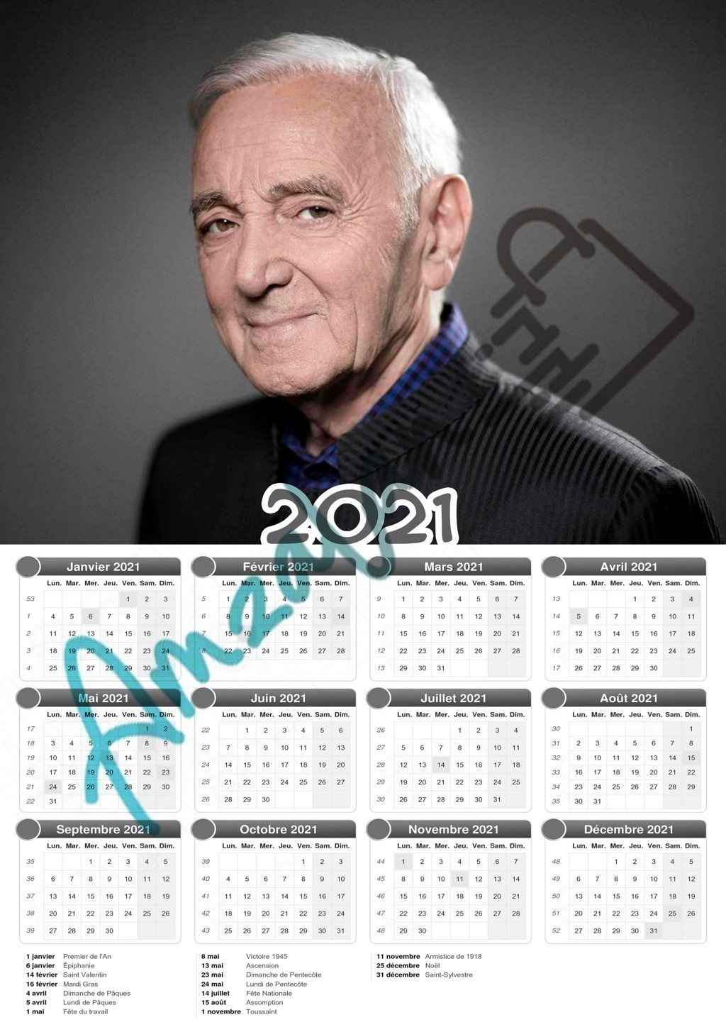 Calendrier collection STAR CHARLES AZNAVOUR V1