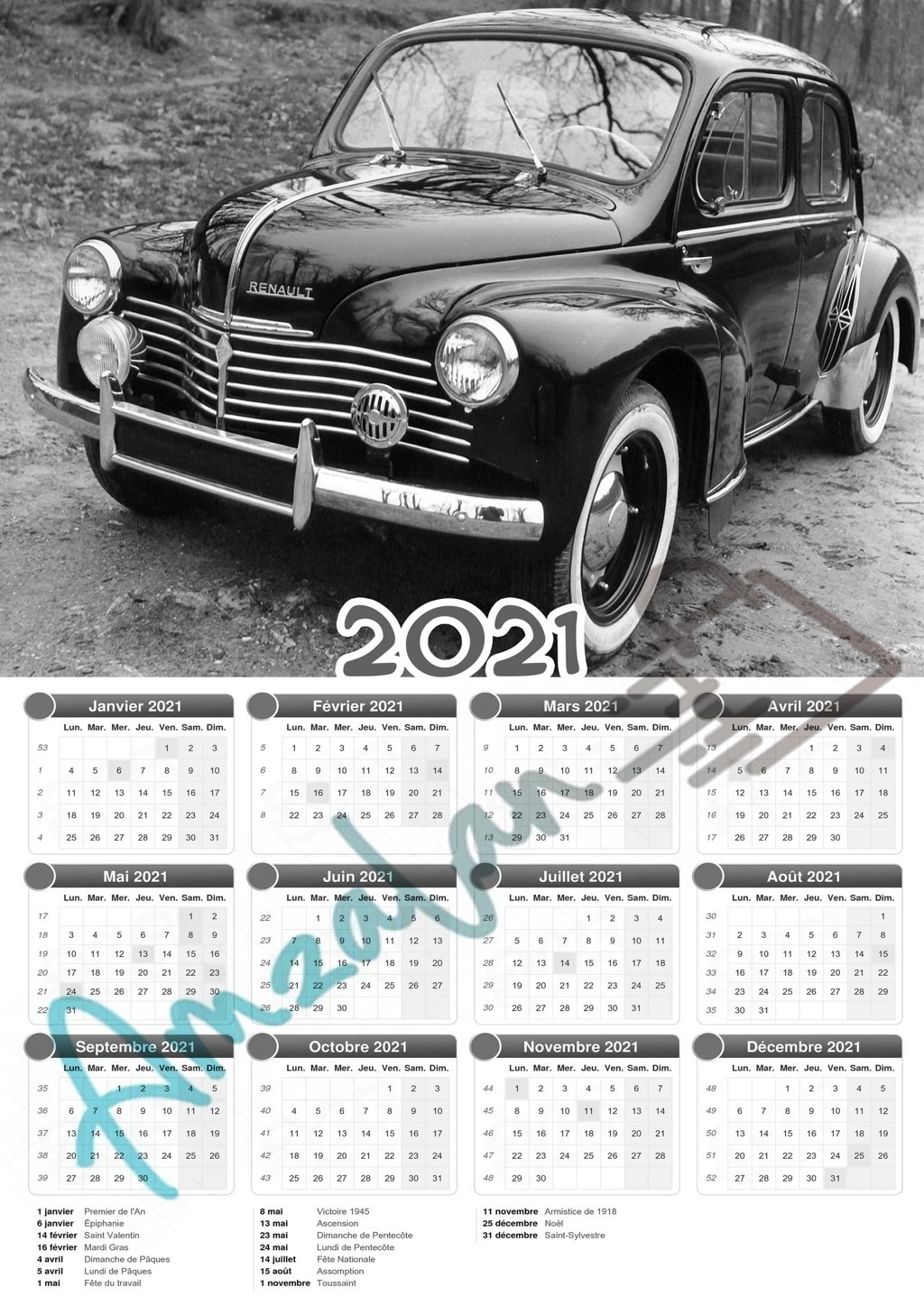 Calendrier collection VOITURE ANCIENNE V2