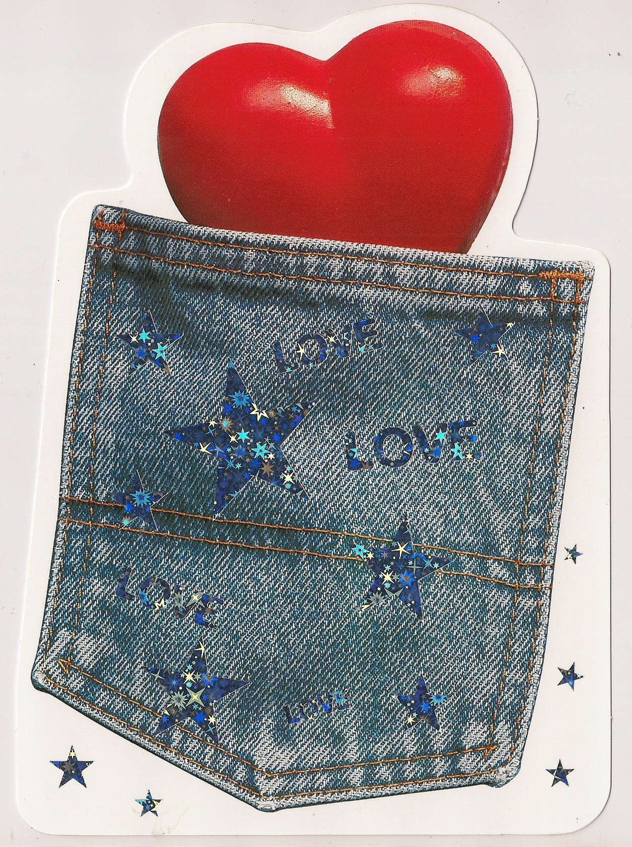 Carte message Cœur love poche jeans divers occasions