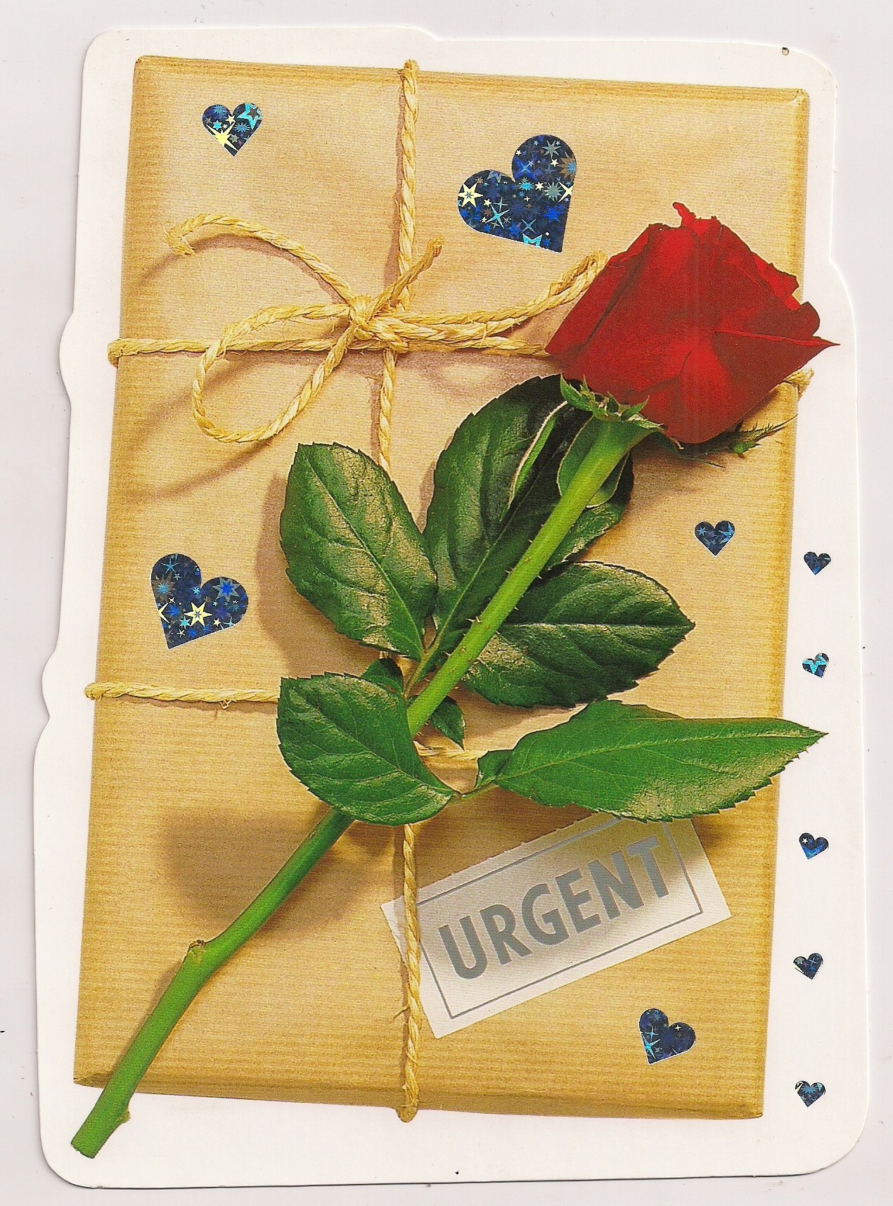 Carte message courrier urgent rose rouge fête divers occasions