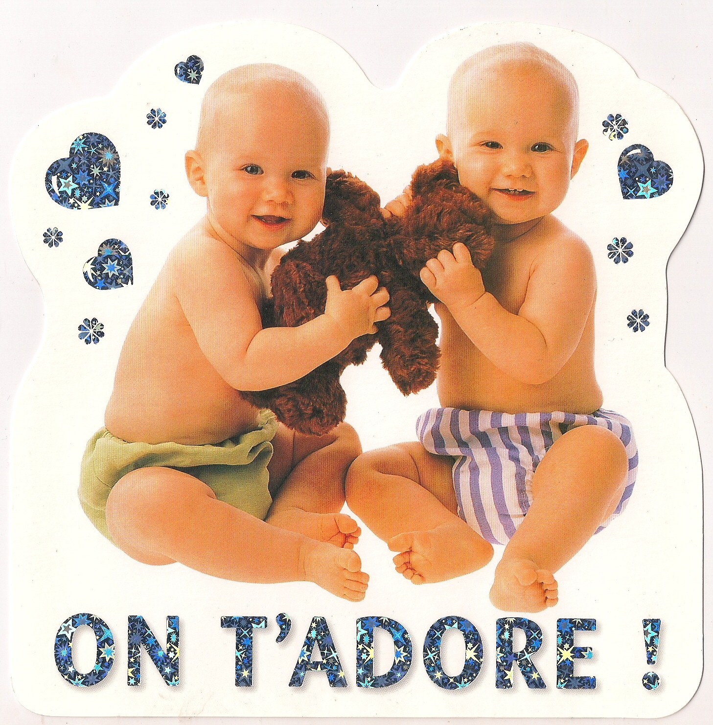 Carte message on t'adore - bébés divers occasions