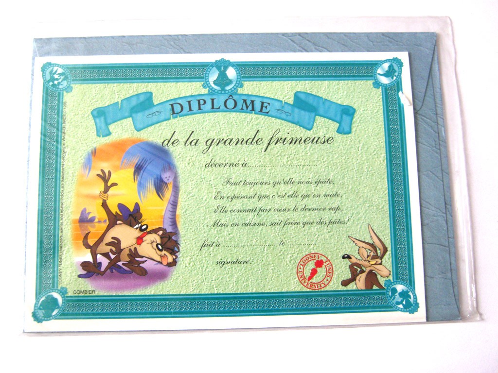 Carte postale avec enveloppe humour CARTOON félicitations Diplôme de la grande frimeuse