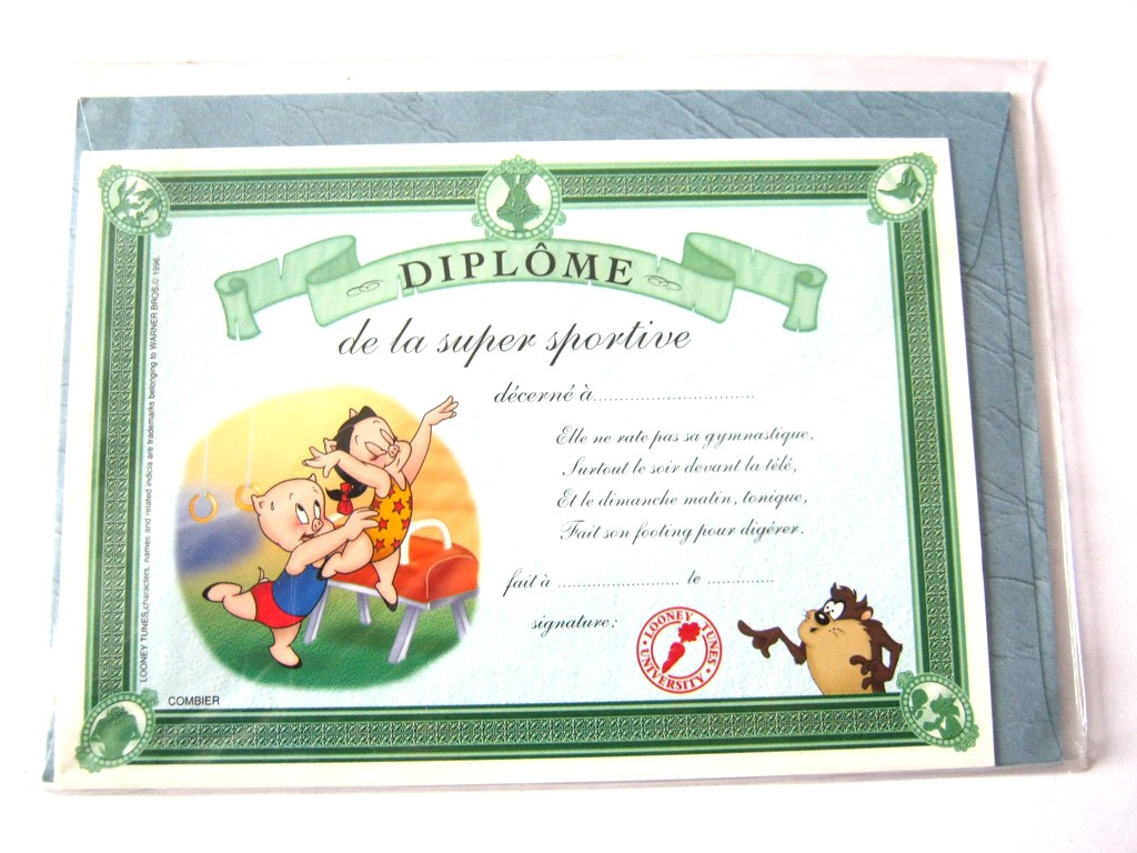 Carte postale avec enveloppe humour CARTOON félicitations Diplôme de la super sportive