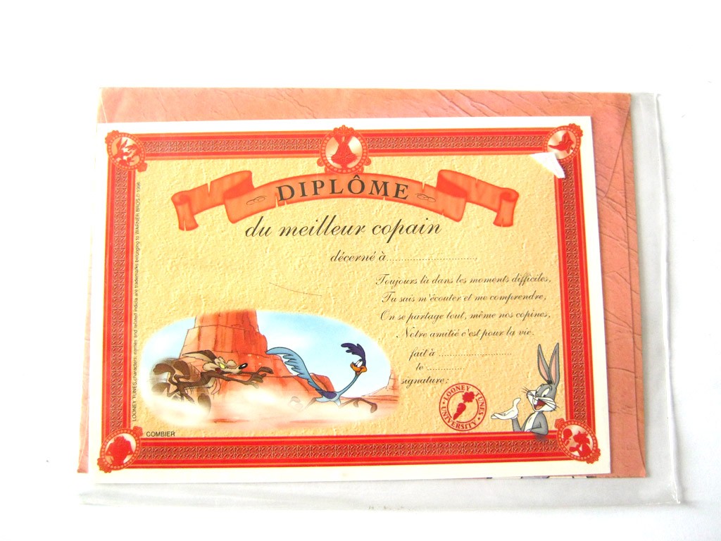 Carte postale avec enveloppe humour CARTOON félicitations Diplôme du meilleur copain