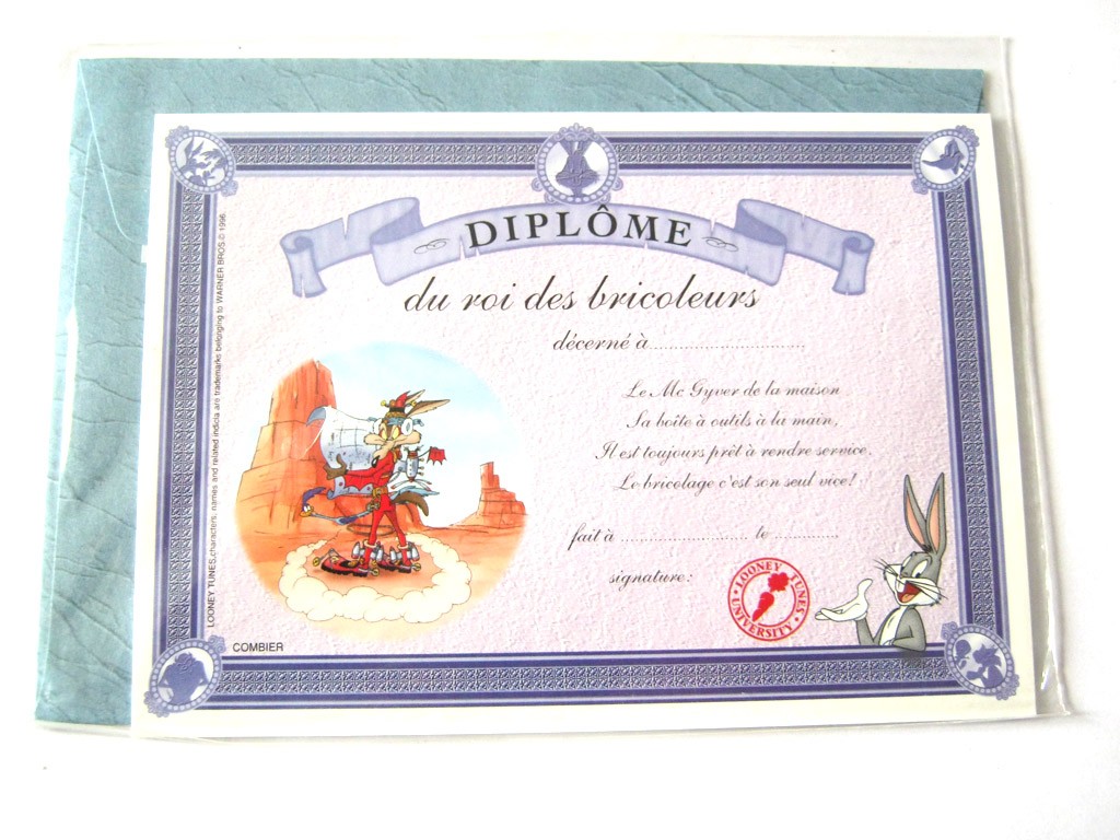 Carte postale avec enveloppe humour CARTOON félicitations Diplôme du roi des bricoleur