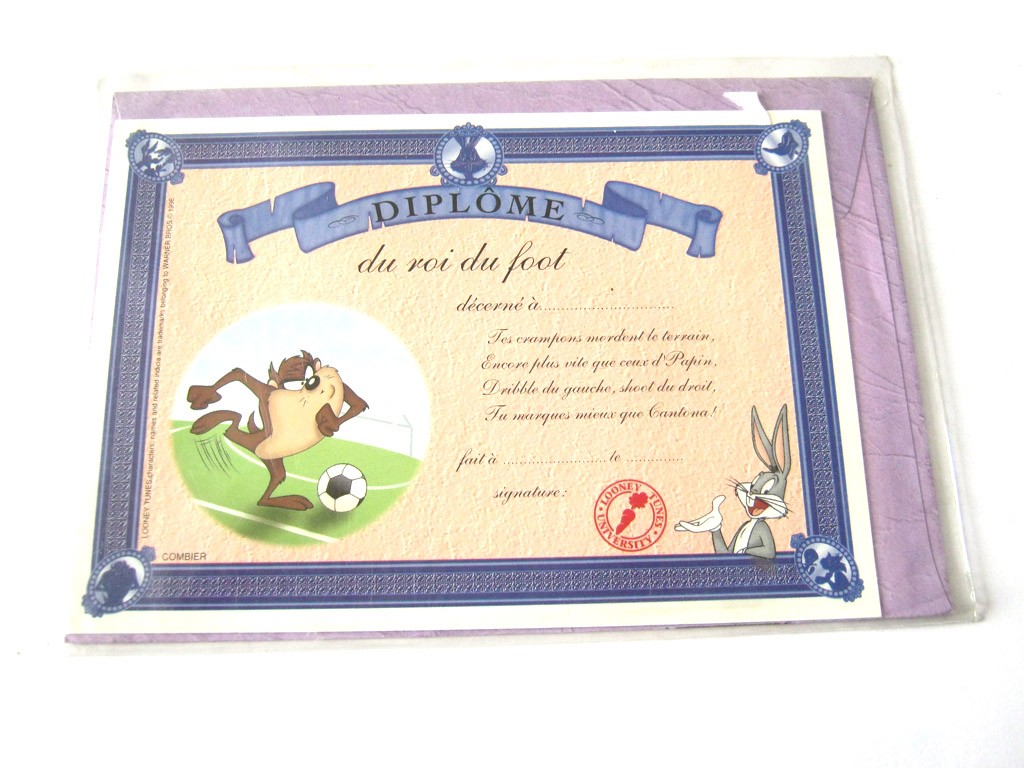 Carte postale avec enveloppe humour CARTOON félicitations Diplôme du roi du foot