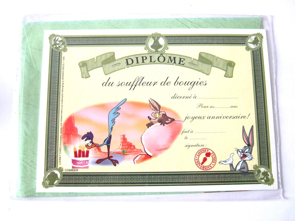 Carte postale avec enveloppe humour CARTOON félicitations Diplôme du souffleur de bougies