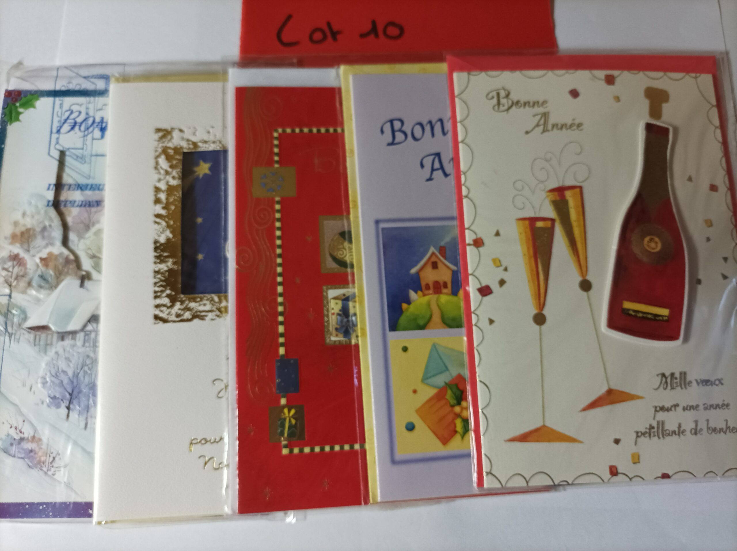 Lot de 5 cartes postales + enveloppes bonne année (lot 10)