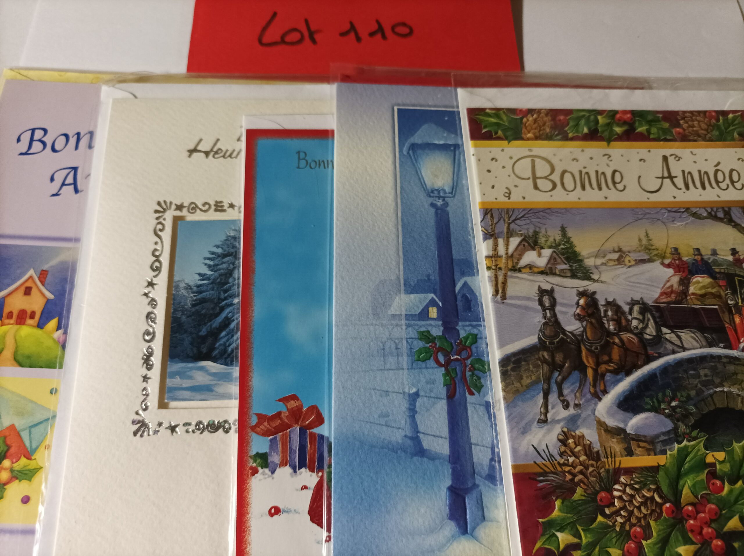 Lot de 5 cartes postales + enveloppes bonne année (lot 110)