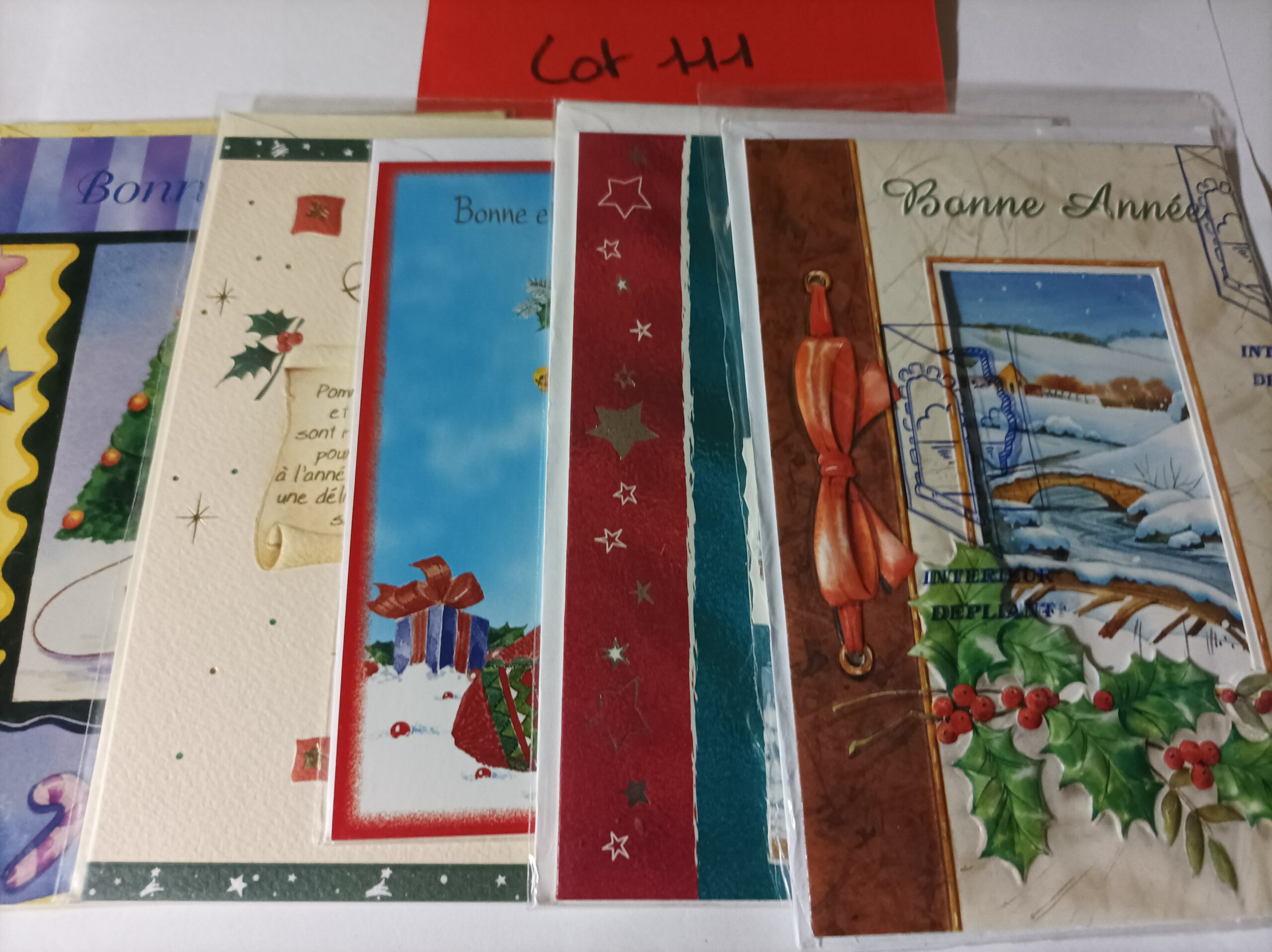 Lot de 5 cartes postales + enveloppes bonne année (lot 111)