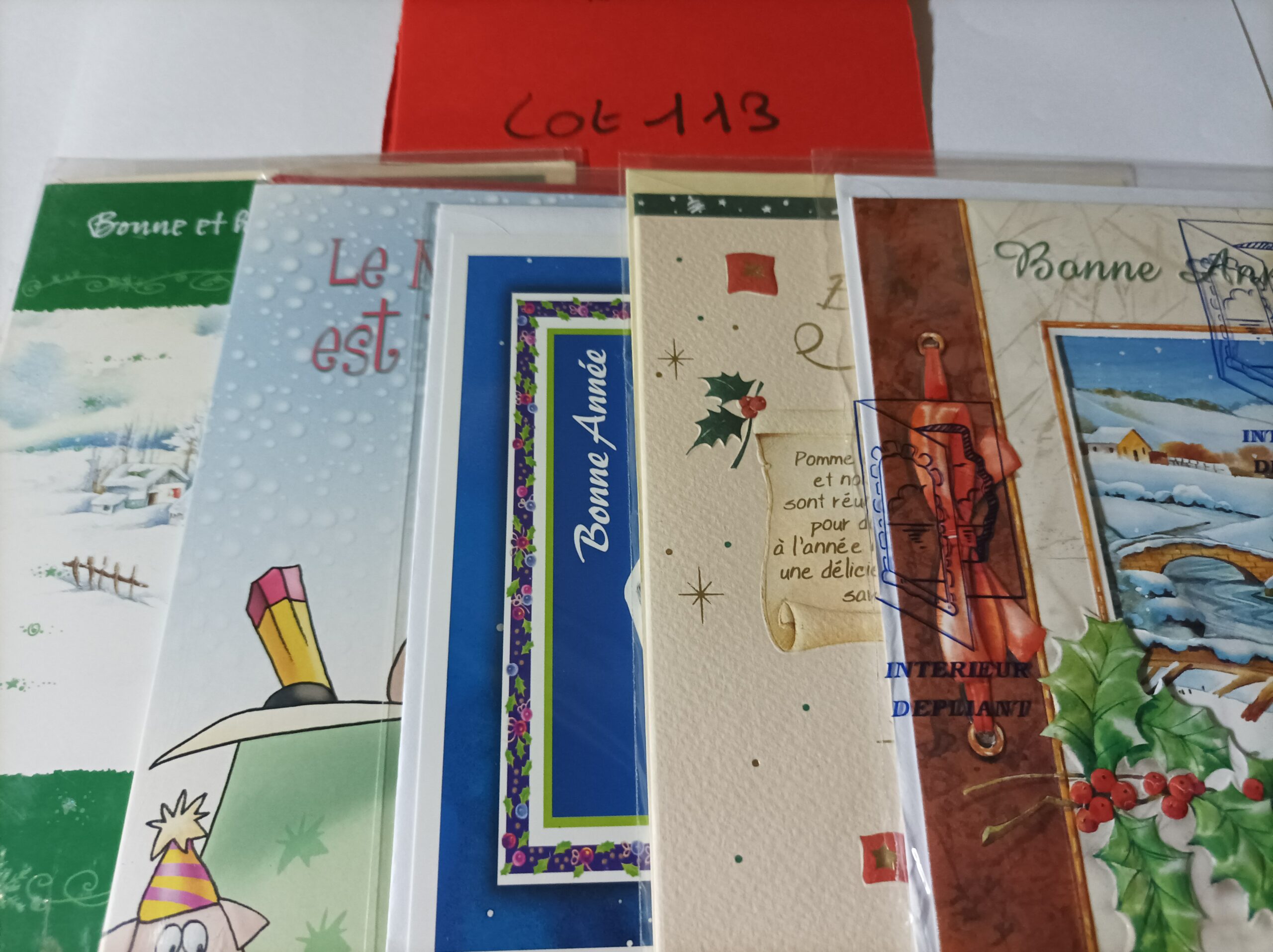 Lot de 5 cartes postales + enveloppes bonne année (lot 113)