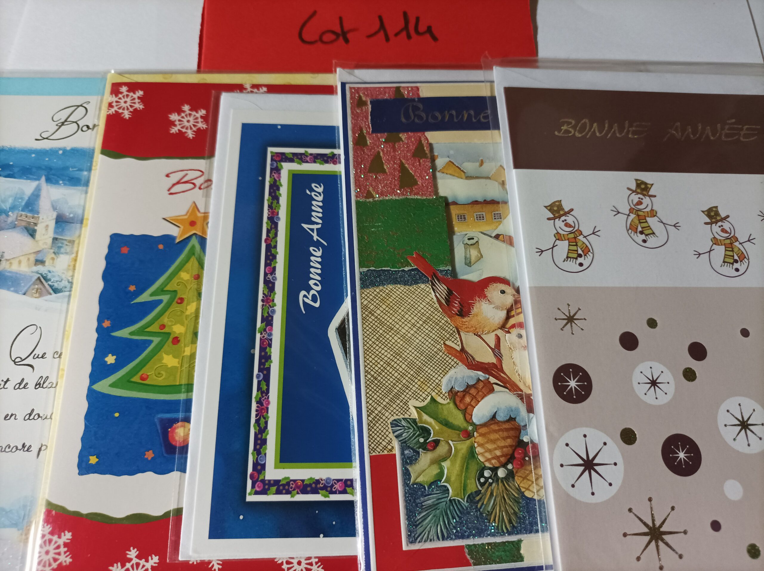 Lot de 5 cartes postales + enveloppes bonne année (lot 114)