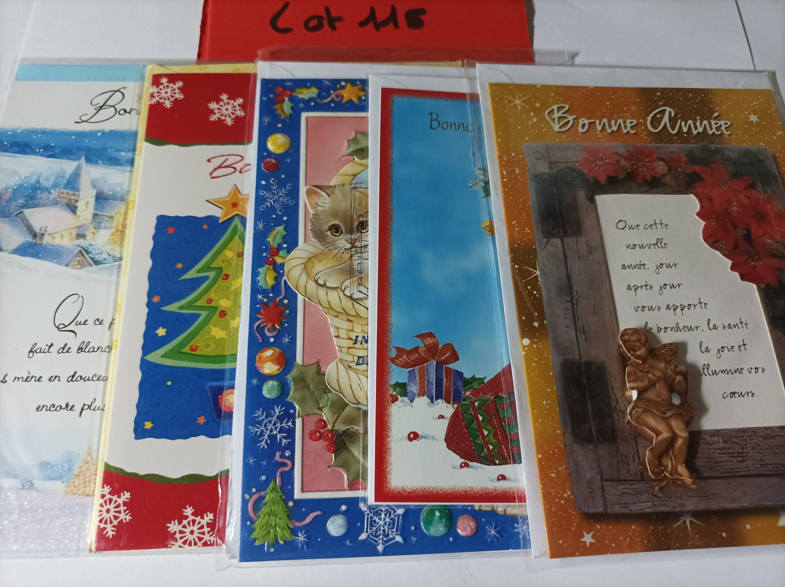 Lot de 5 cartes postales + enveloppes bonne année (lot 115)