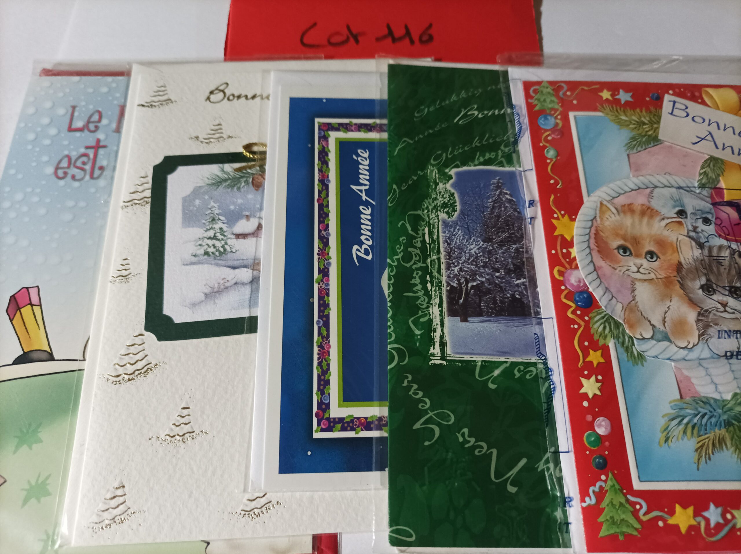 Lot de 5 cartes postales + enveloppes bonne année (lot 116)