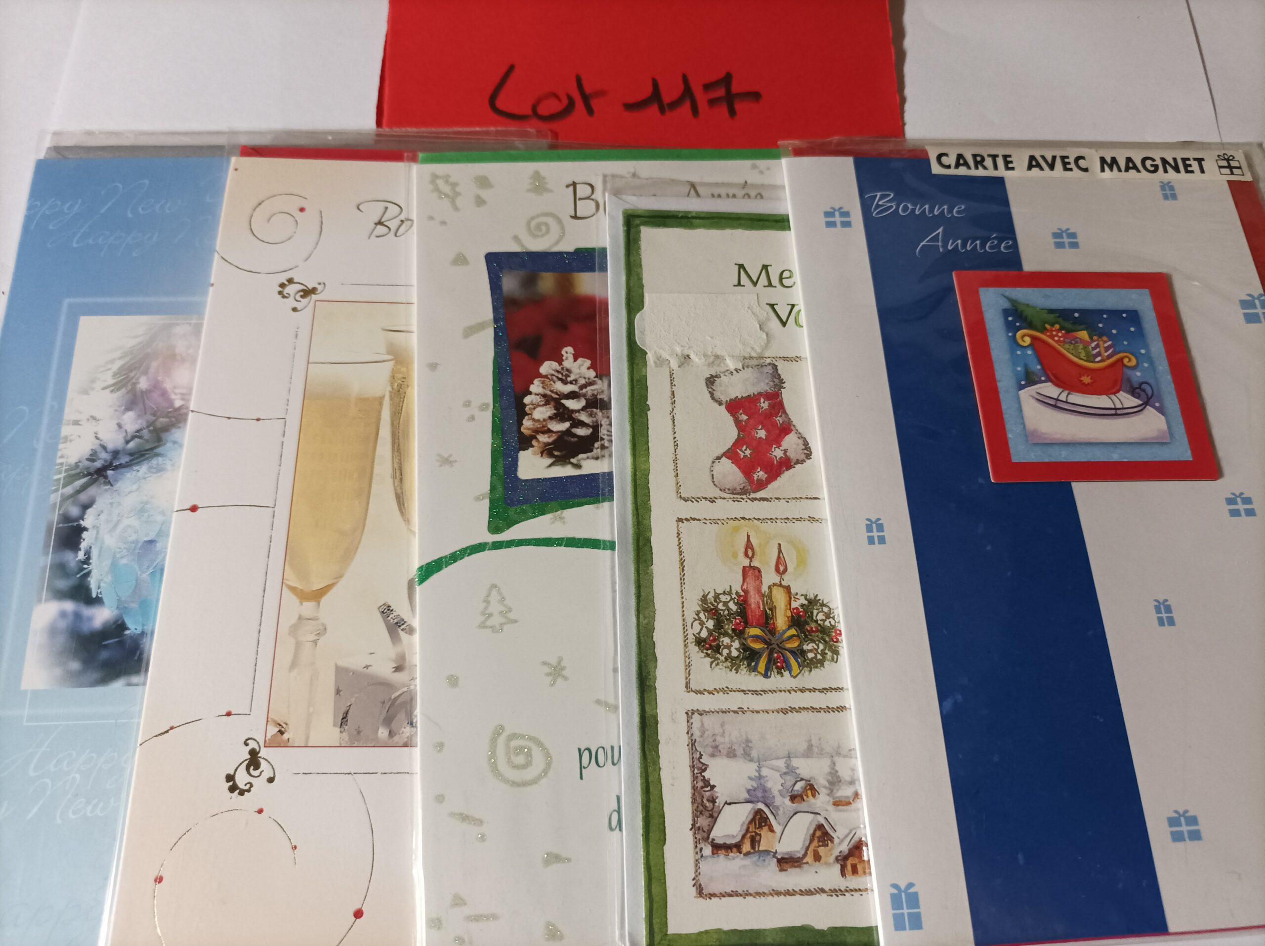 Lot de 5 cartes postales + enveloppes bonne année (lot 117)