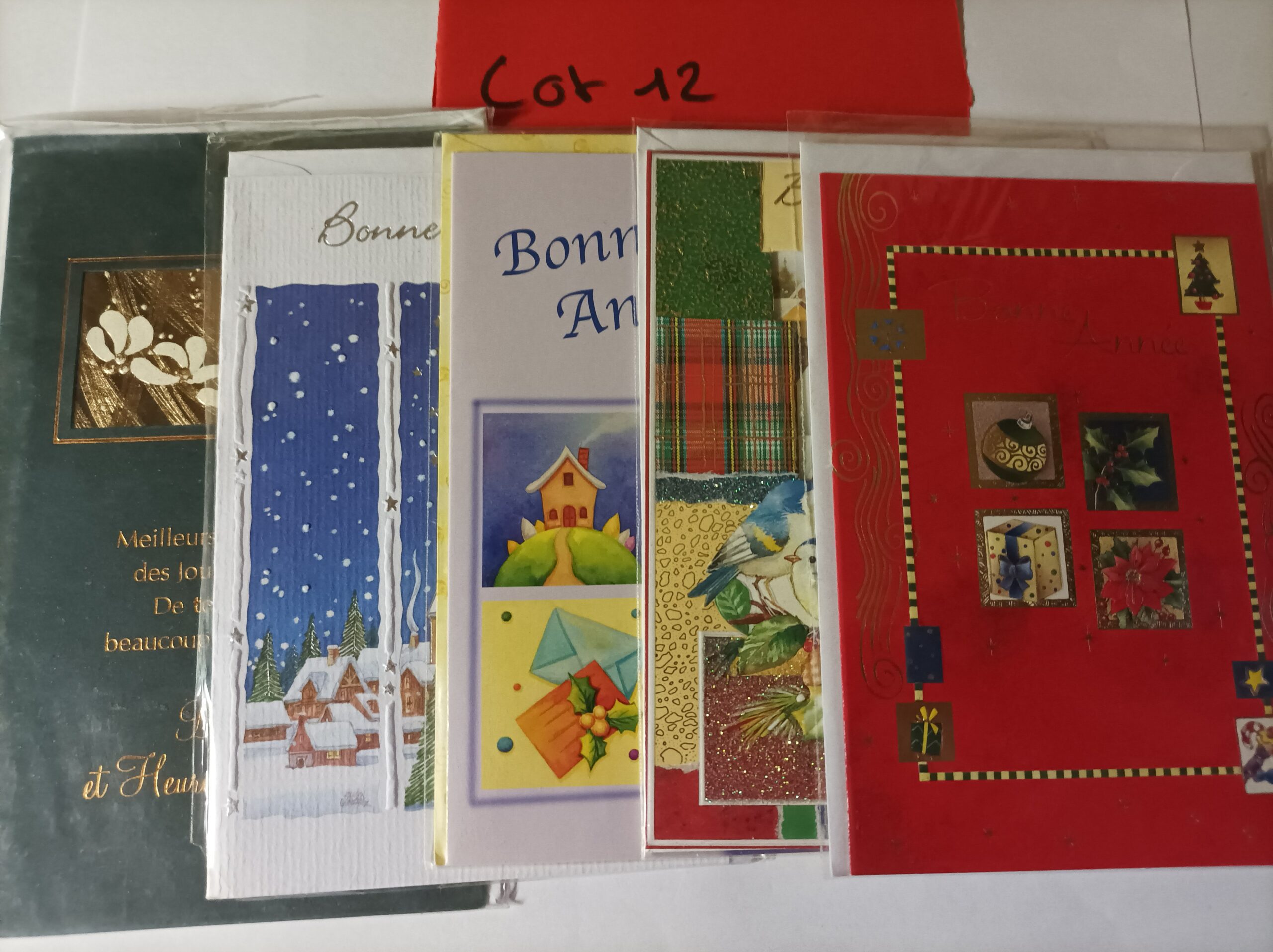 Lot de 5 cartes postales + enveloppes bonne année (lot 12)