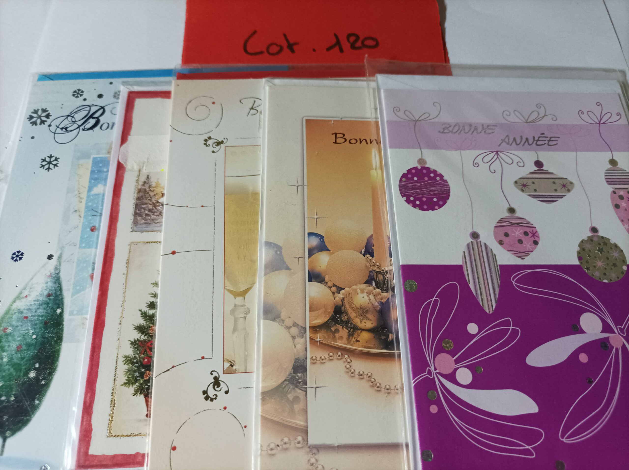 Lot de 5 cartes postales + enveloppes bonne année (lot 120)