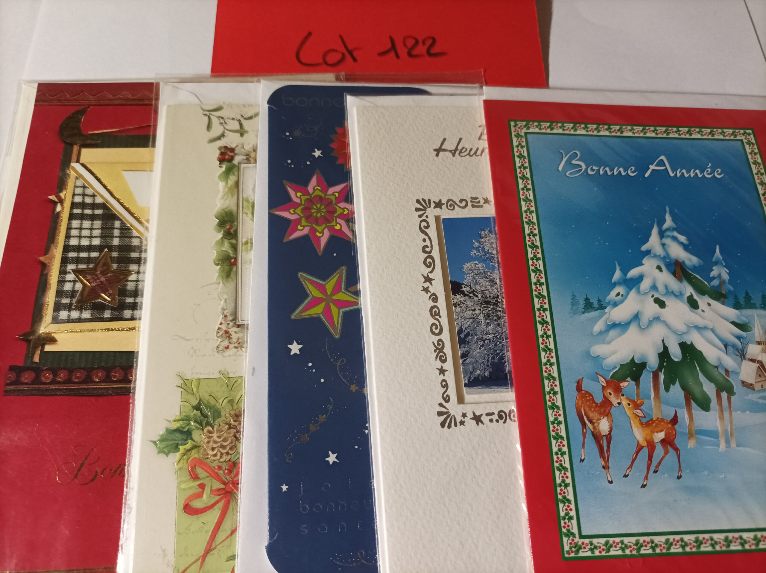 Lot de 5 cartes postales + enveloppes bonne année (lot 122)