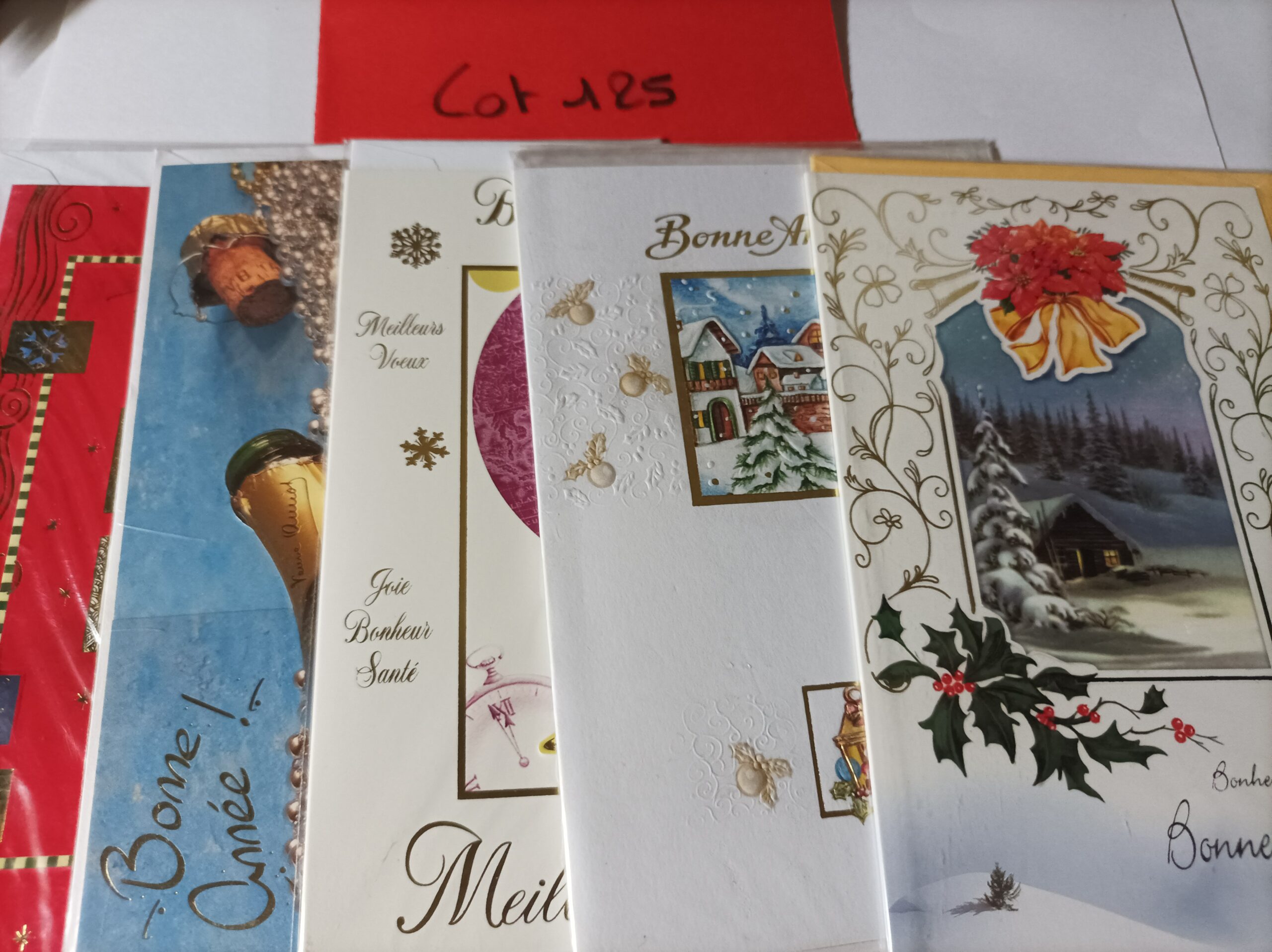 Lot de 5 cartes postales + enveloppes bonne année (lot 125)
