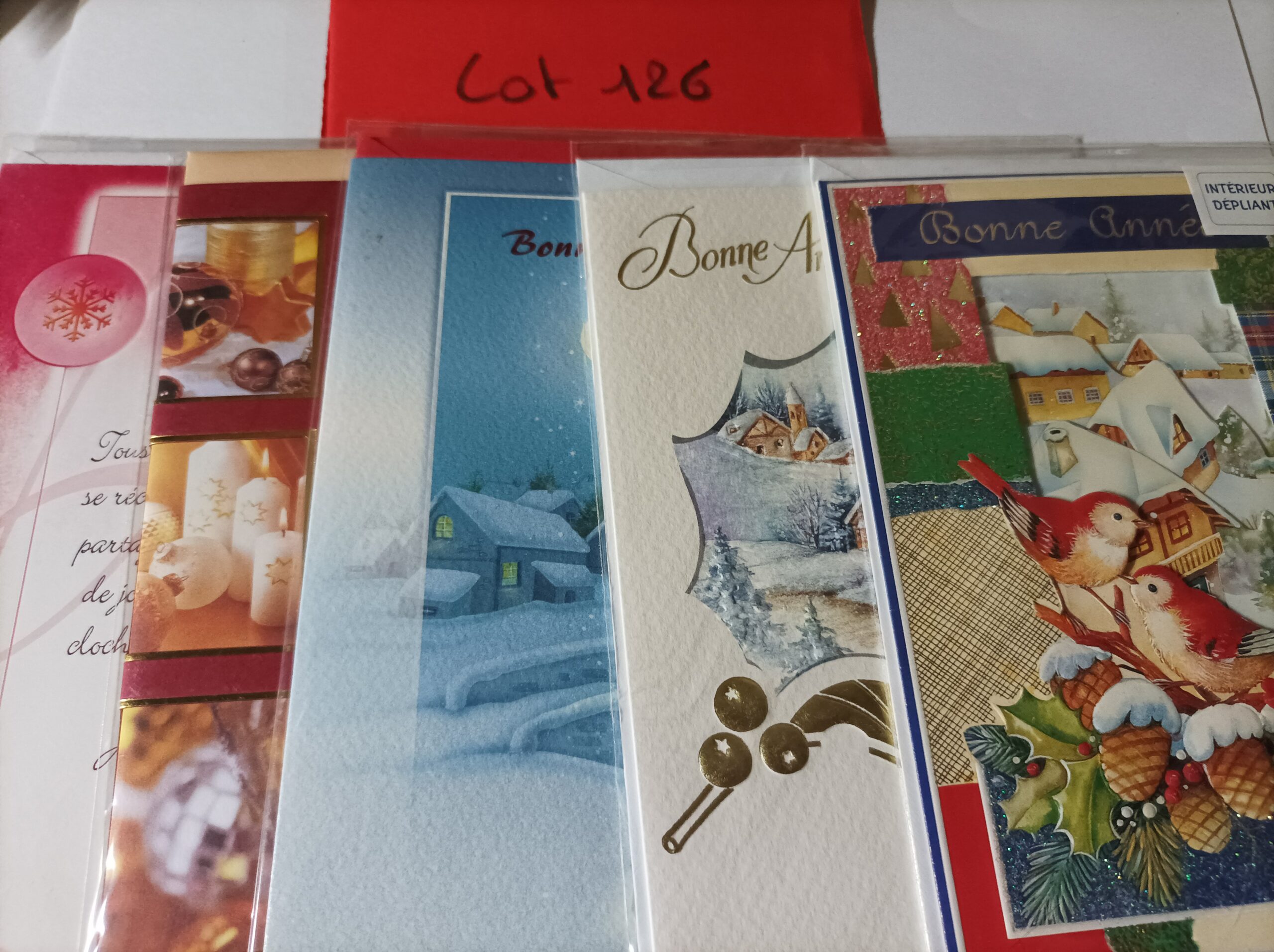 Lot de 5 cartes postales + enveloppes bonne année (lot 126)