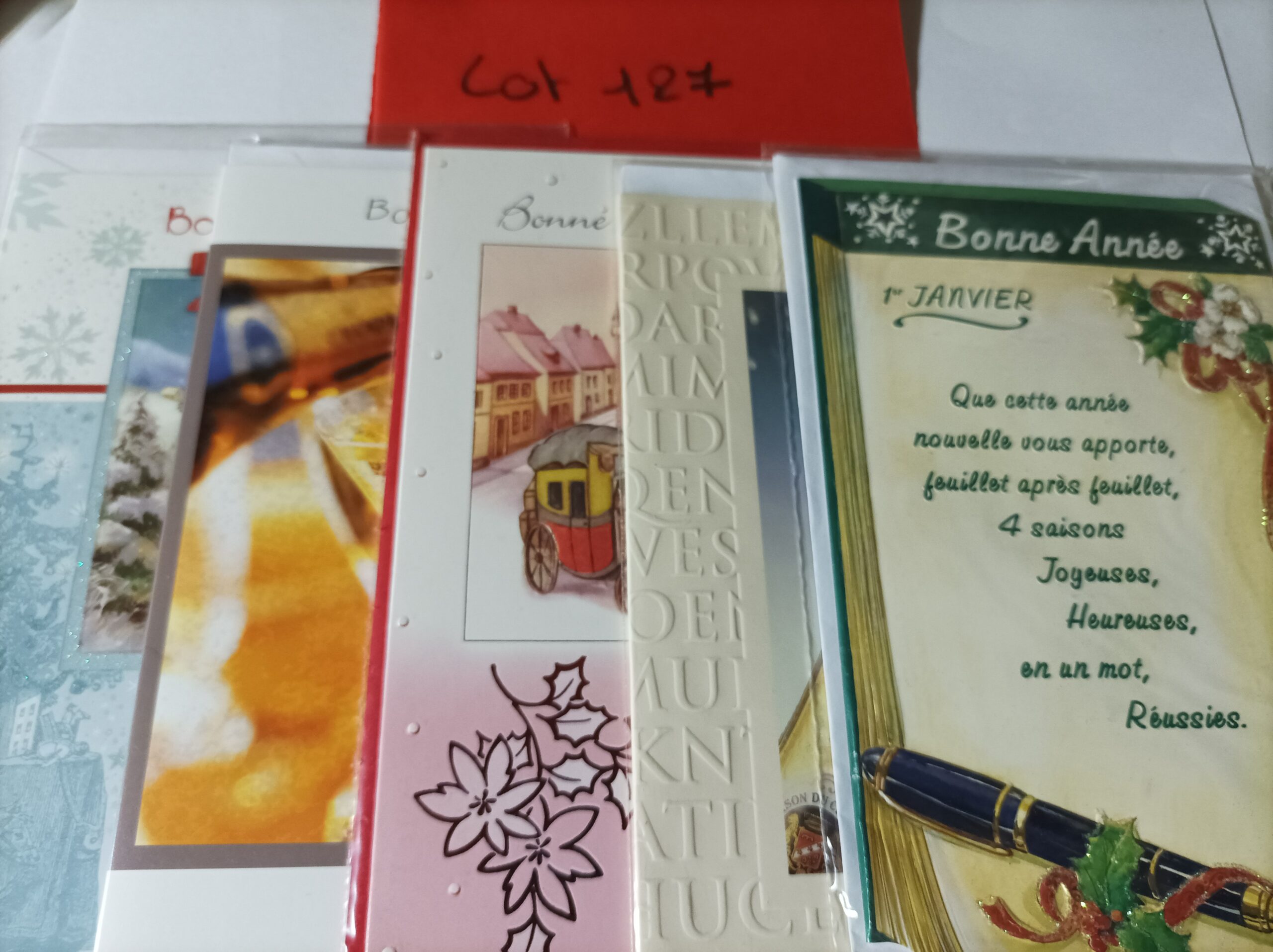 Lot de 5 cartes postales + enveloppes bonne année (lot 127)