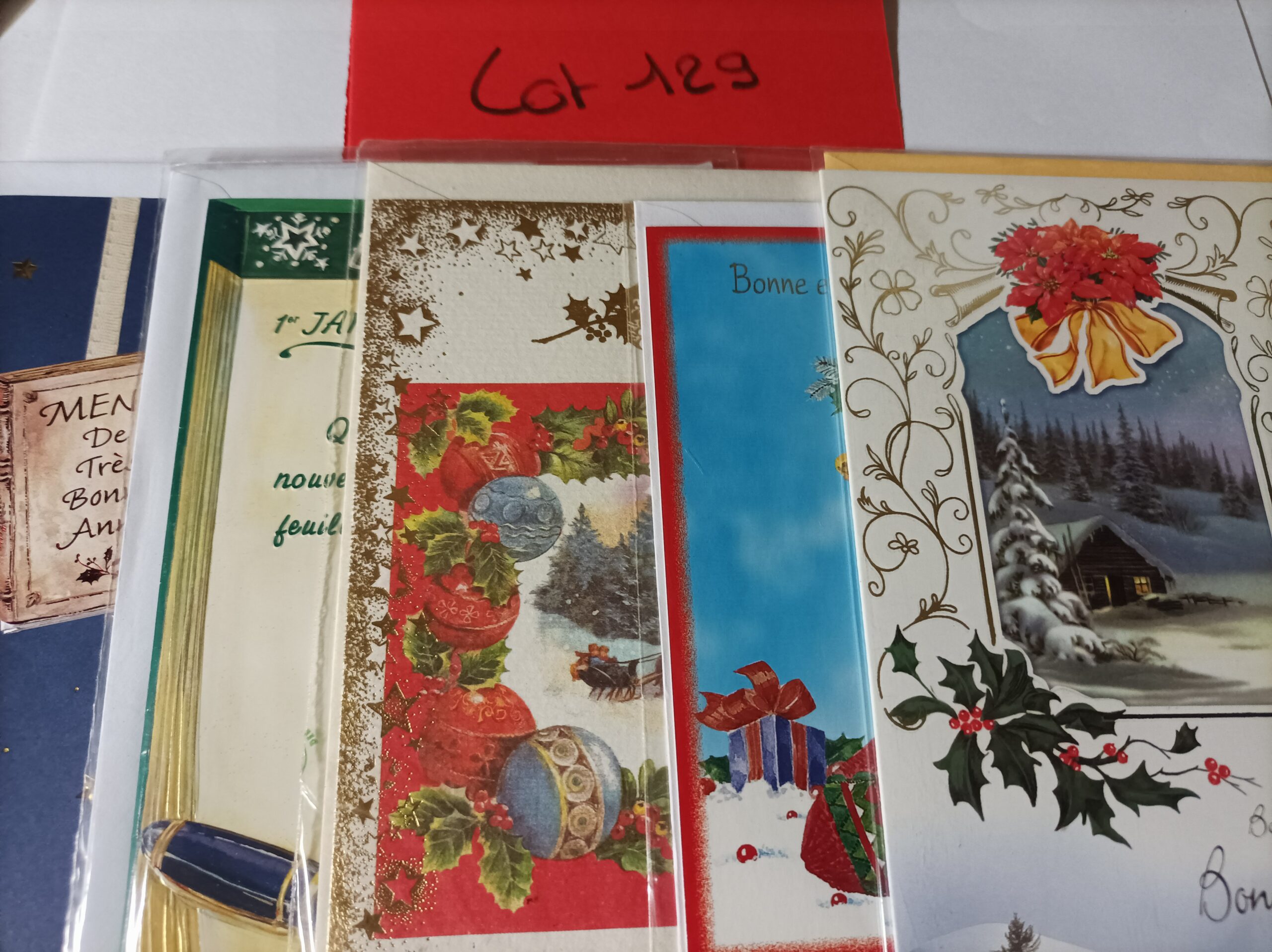 Lot de 5 cartes postales + enveloppes bonne année (lot 129)