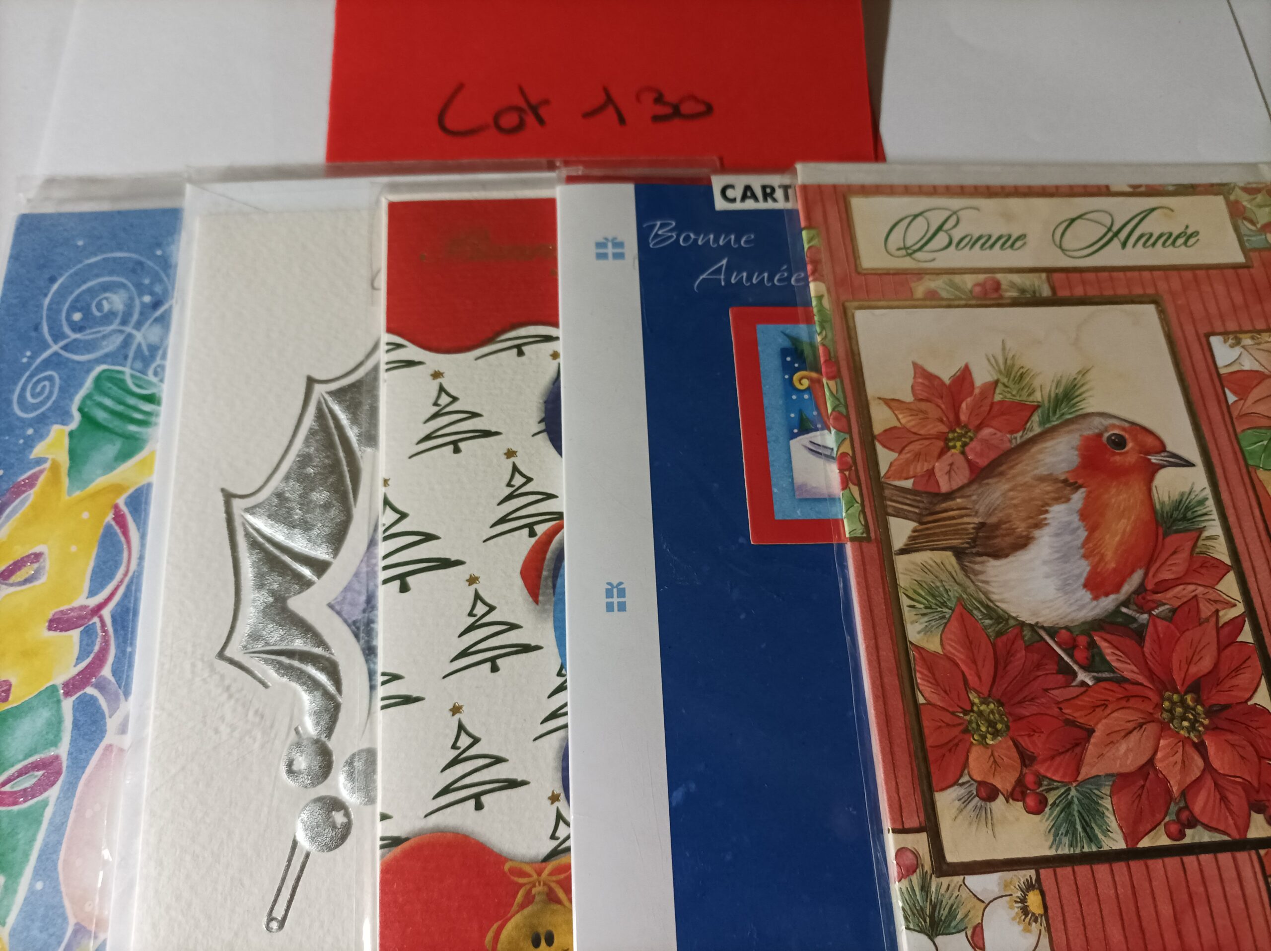 Lot de 5 cartes postales + enveloppes bonne année (lot 130)