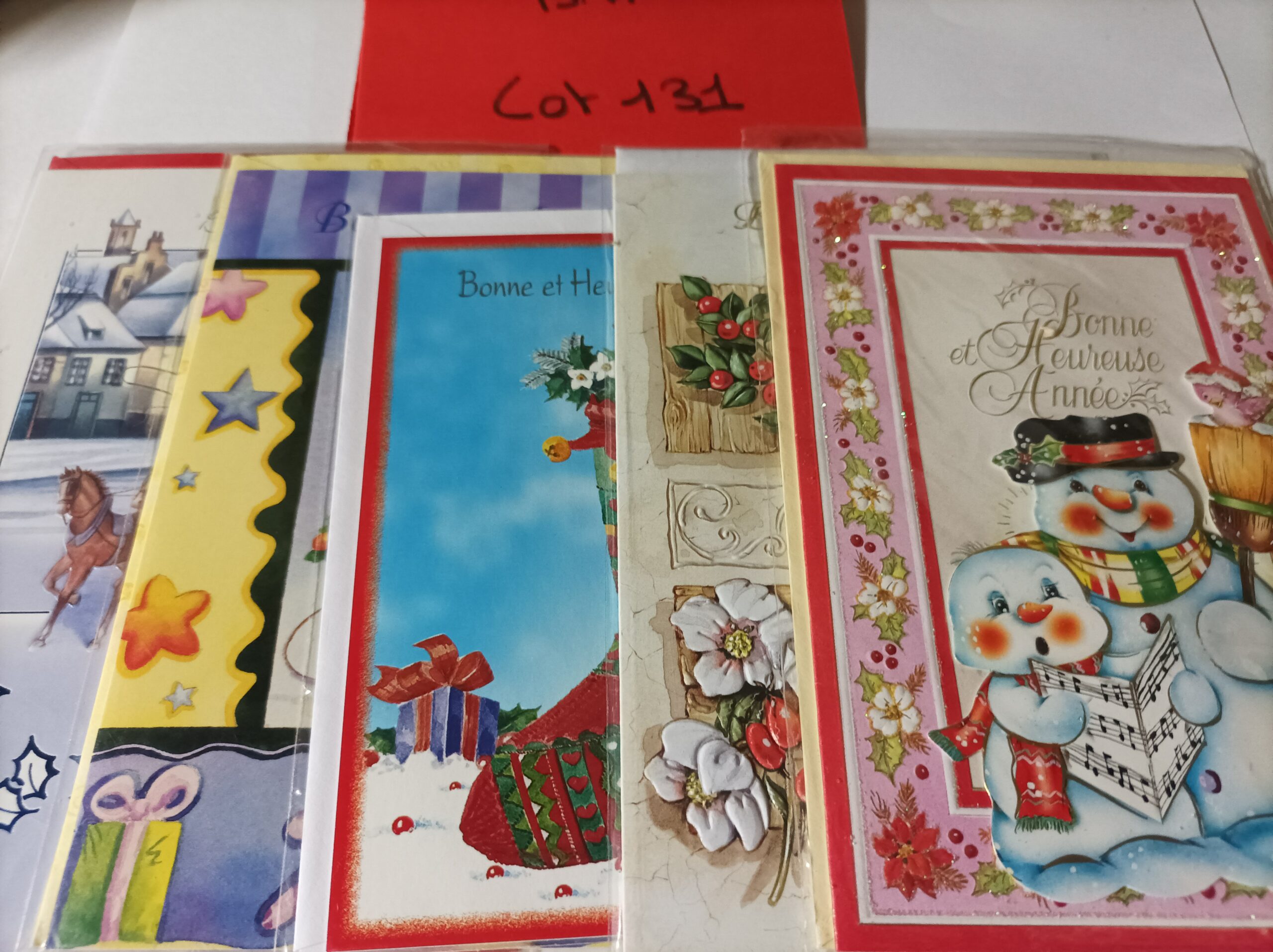 Lot de 5 cartes postales + enveloppes bonne année (lot 131)