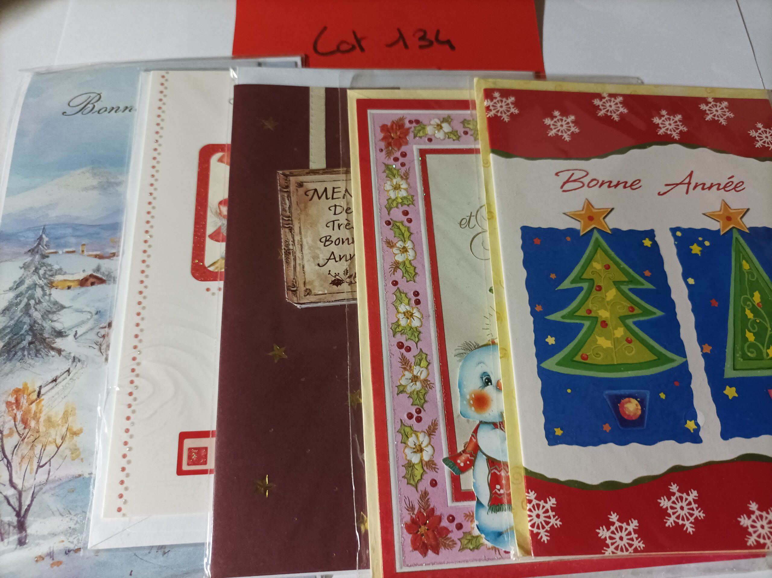 Lot de 5 cartes postales + enveloppes bonne année (lot 134)