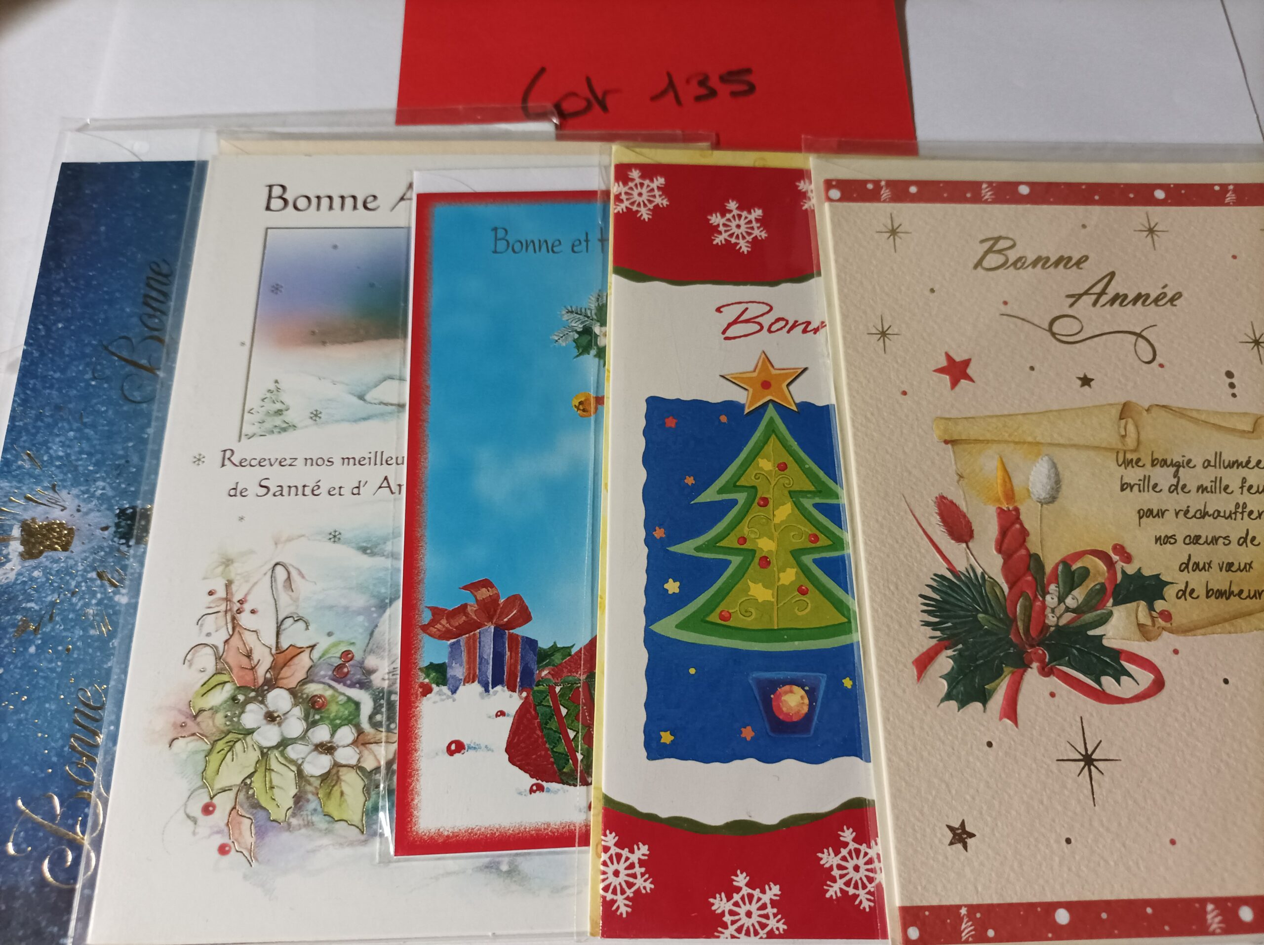 Lot de 5 cartes postales + enveloppes bonne année (lot 135)