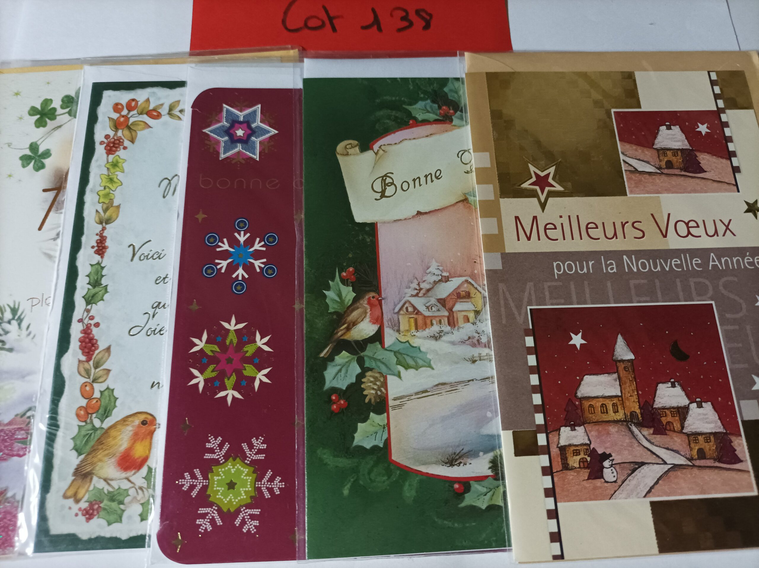 Lot de 5 cartes postales + enveloppes bonne année (lot 138)