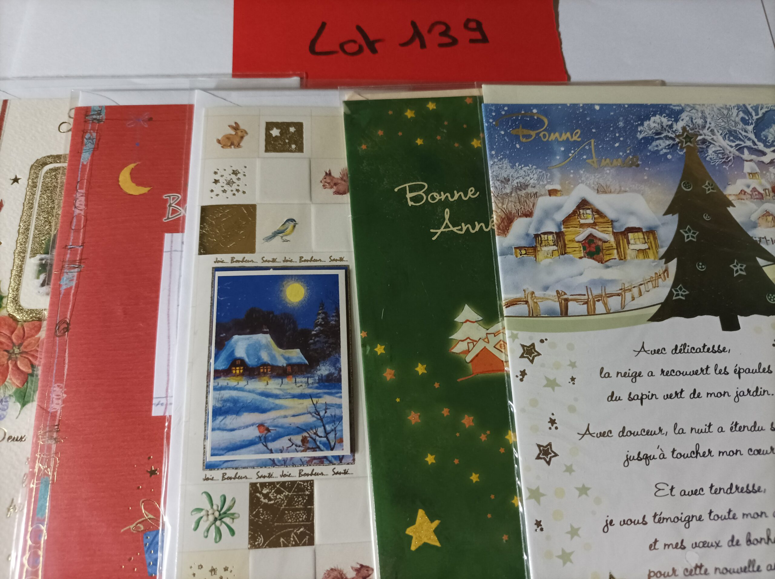 Lot de 5 cartes postales + enveloppes bonne année (lot 139)