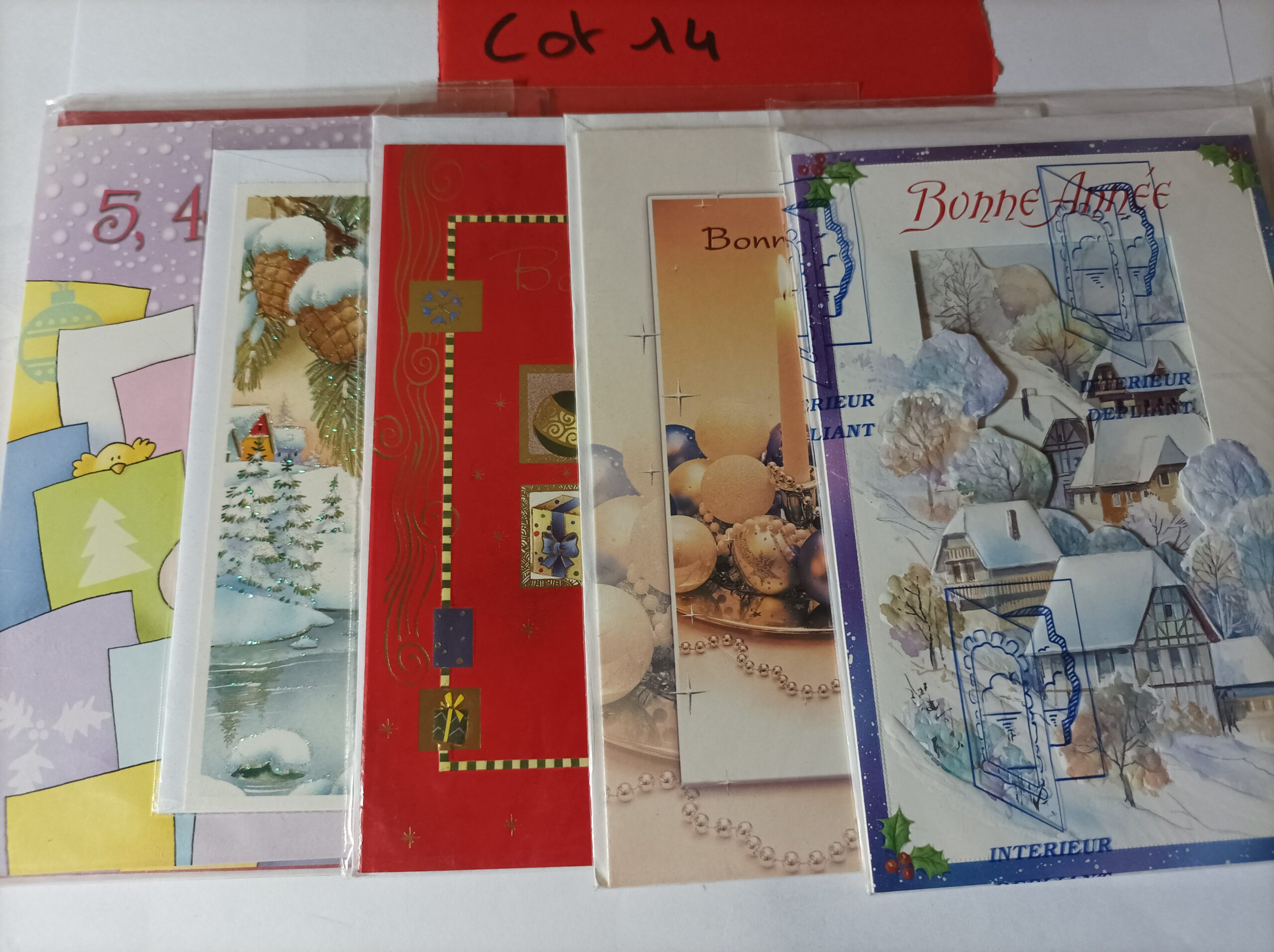 Lot de 5 cartes postales + enveloppes bonne année (lot 14)
