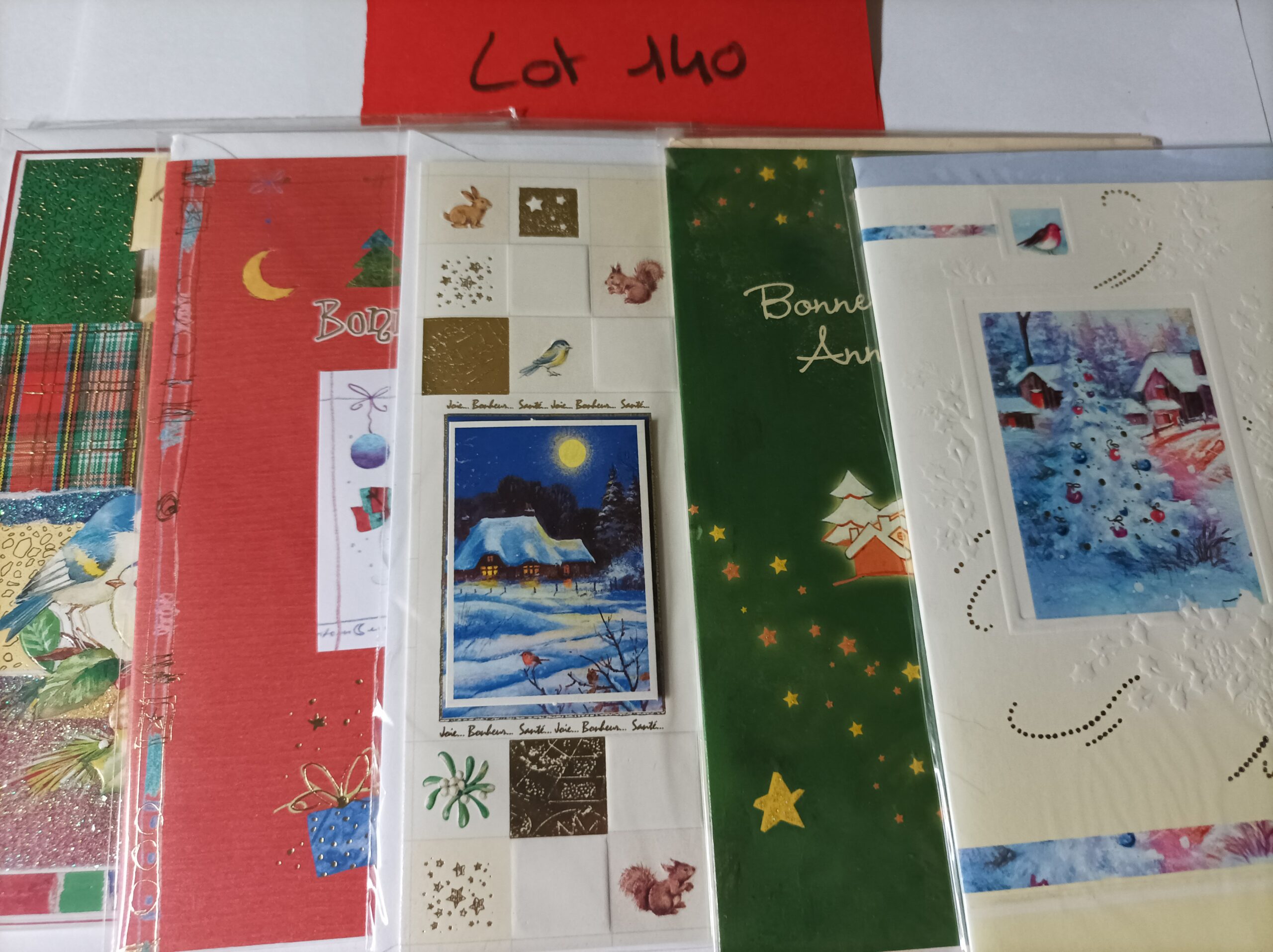 Lot de 5 cartes postales + enveloppes bonne année (lot 140)