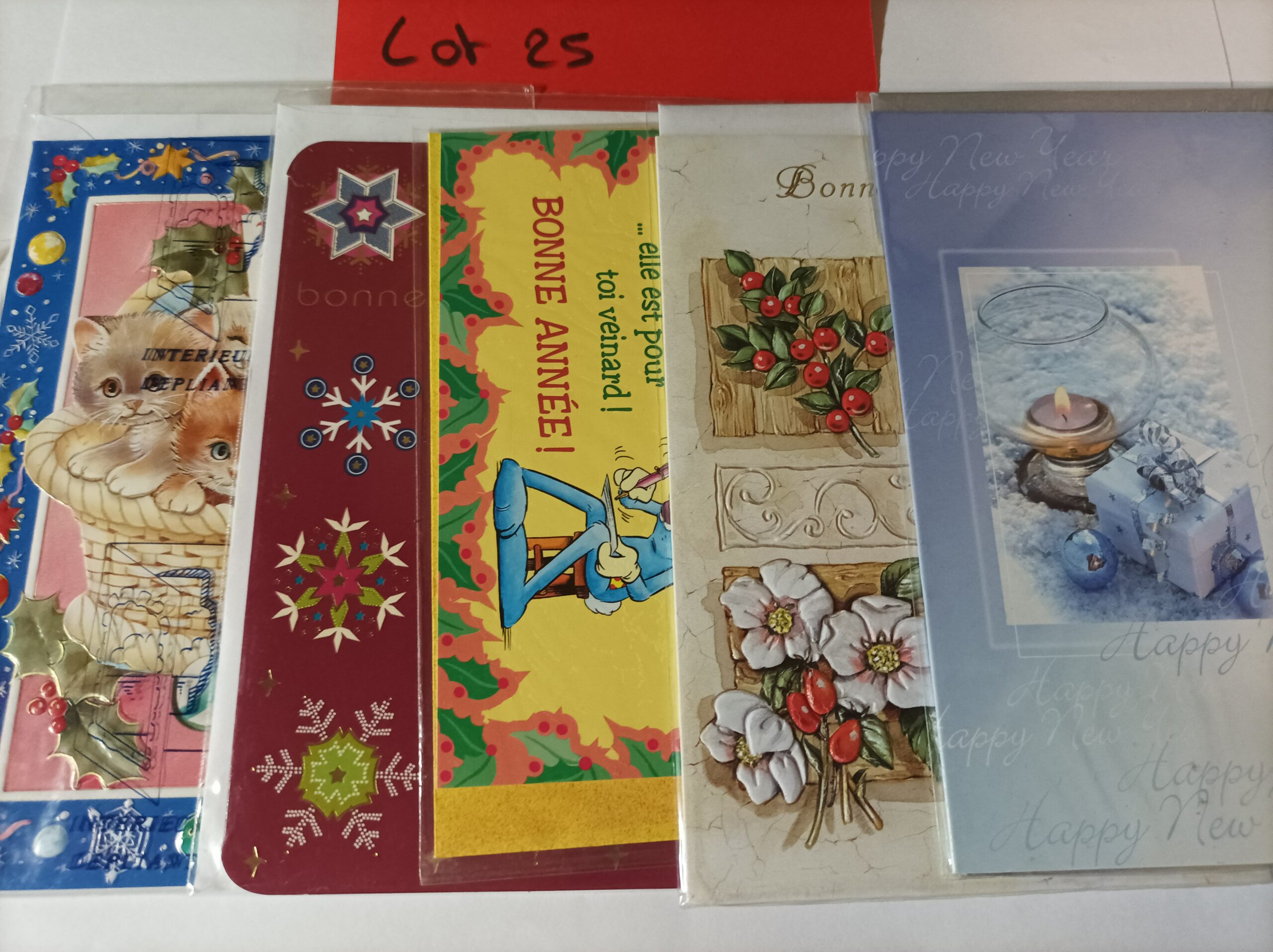 Lot de 5 cartes postales + enveloppes bonne année (lot 25)