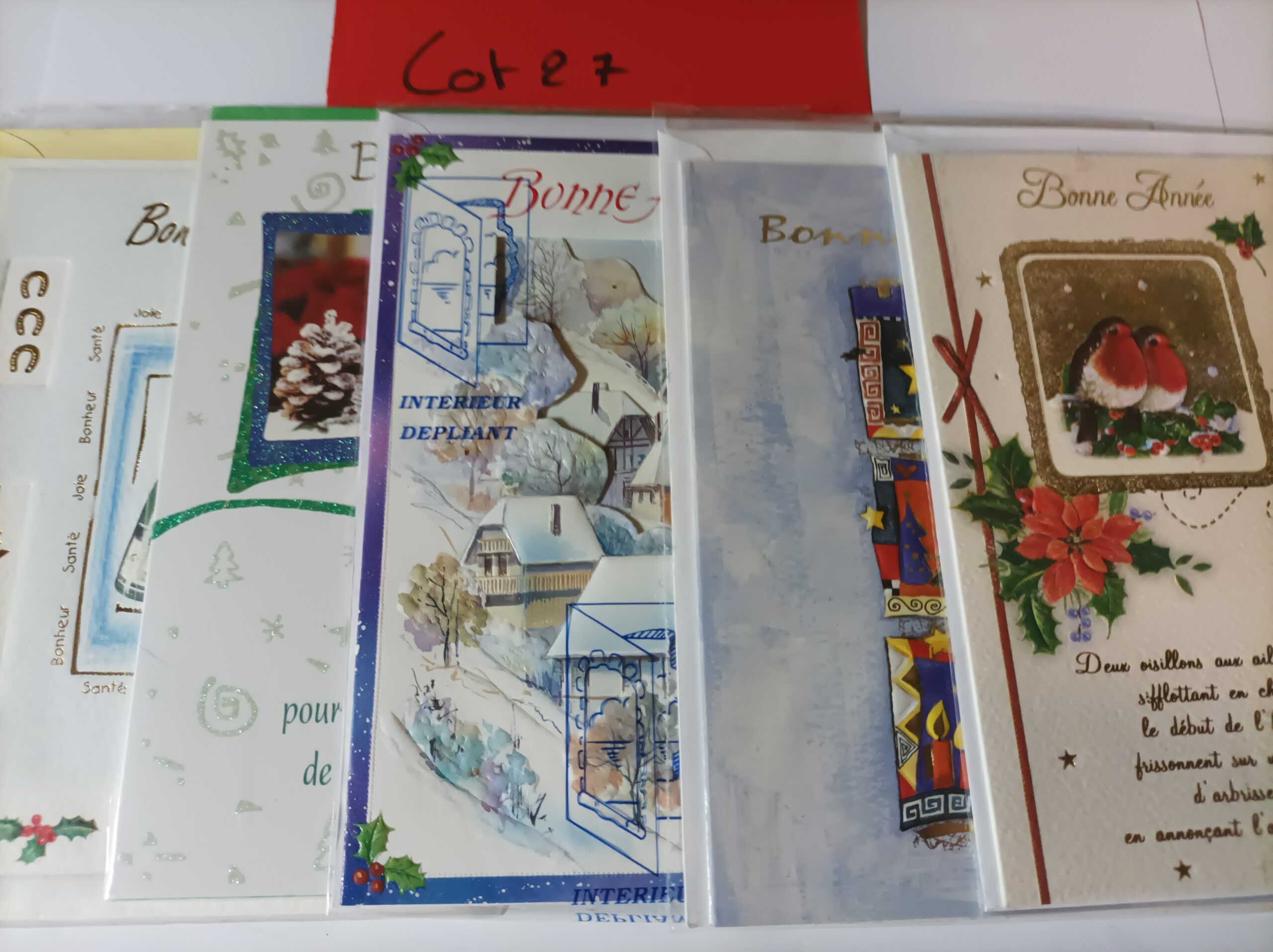 Lot de 5 cartes postales + enveloppes bonne année (lot 27)
