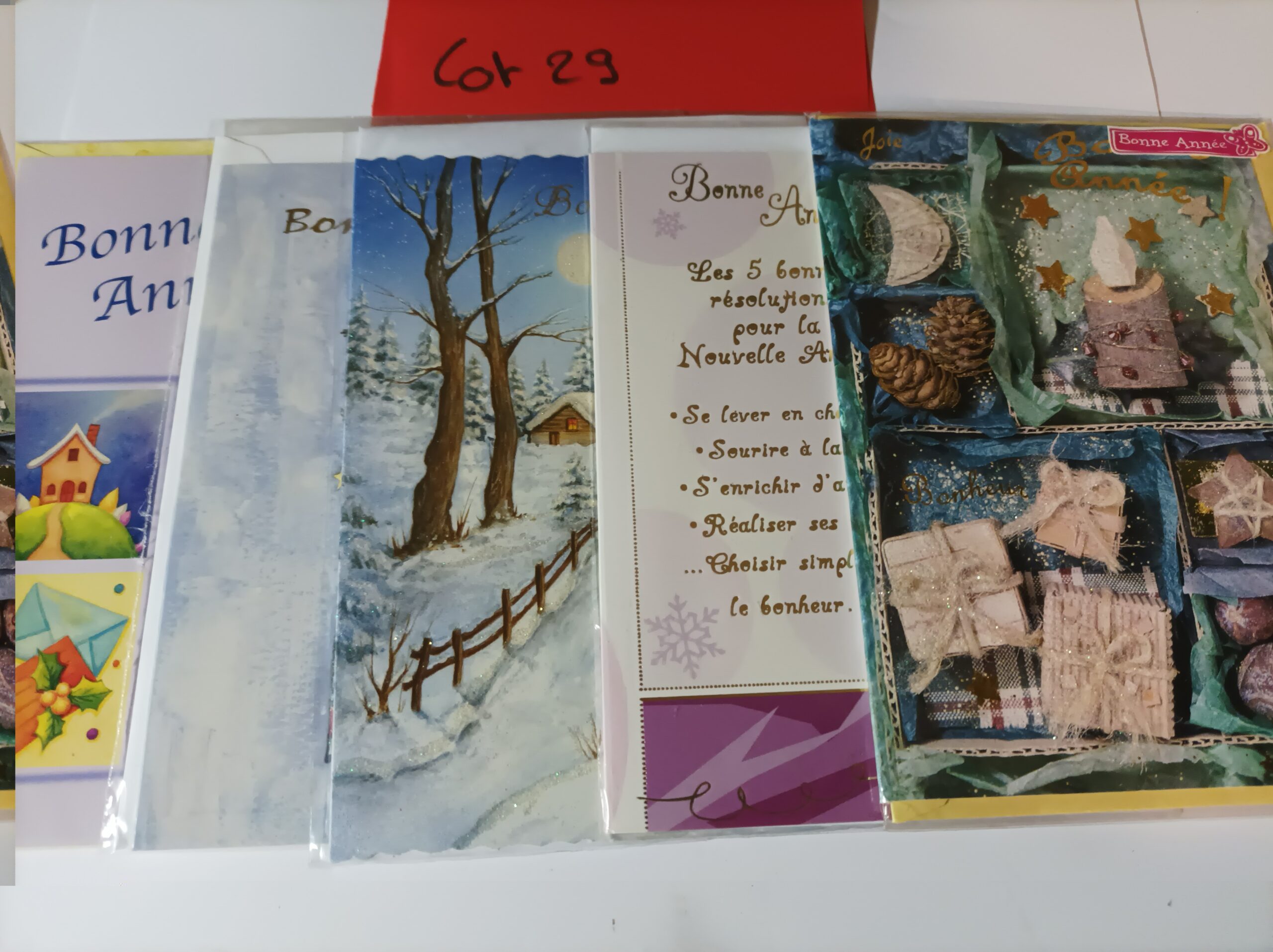Lot de 5 cartes postales + enveloppes bonne année (lot 29)
