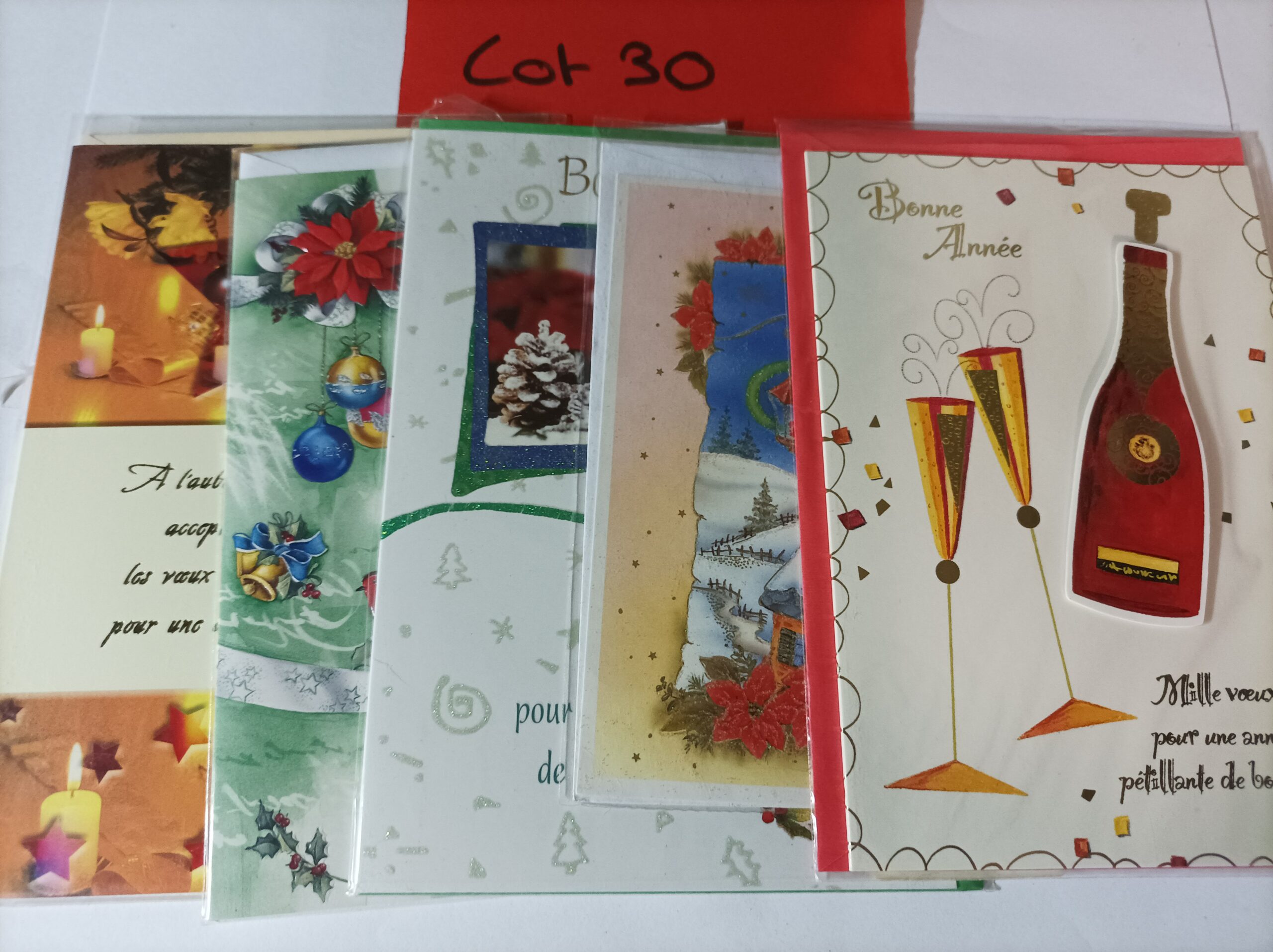 Lot de 5 cartes postales + enveloppes bonne année (lot 30)