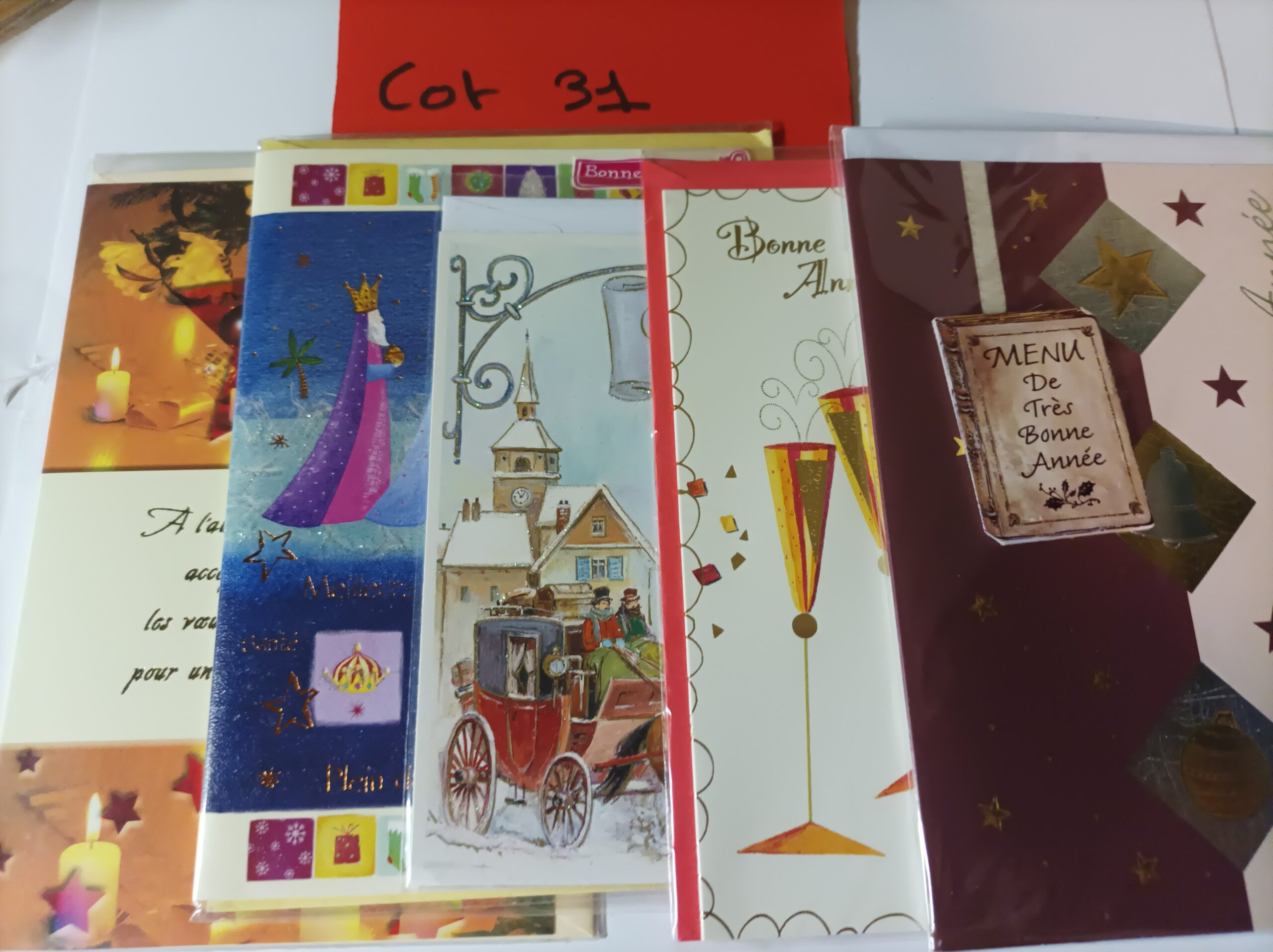 Lot de 5 cartes postales + enveloppes bonne année (lot 31)