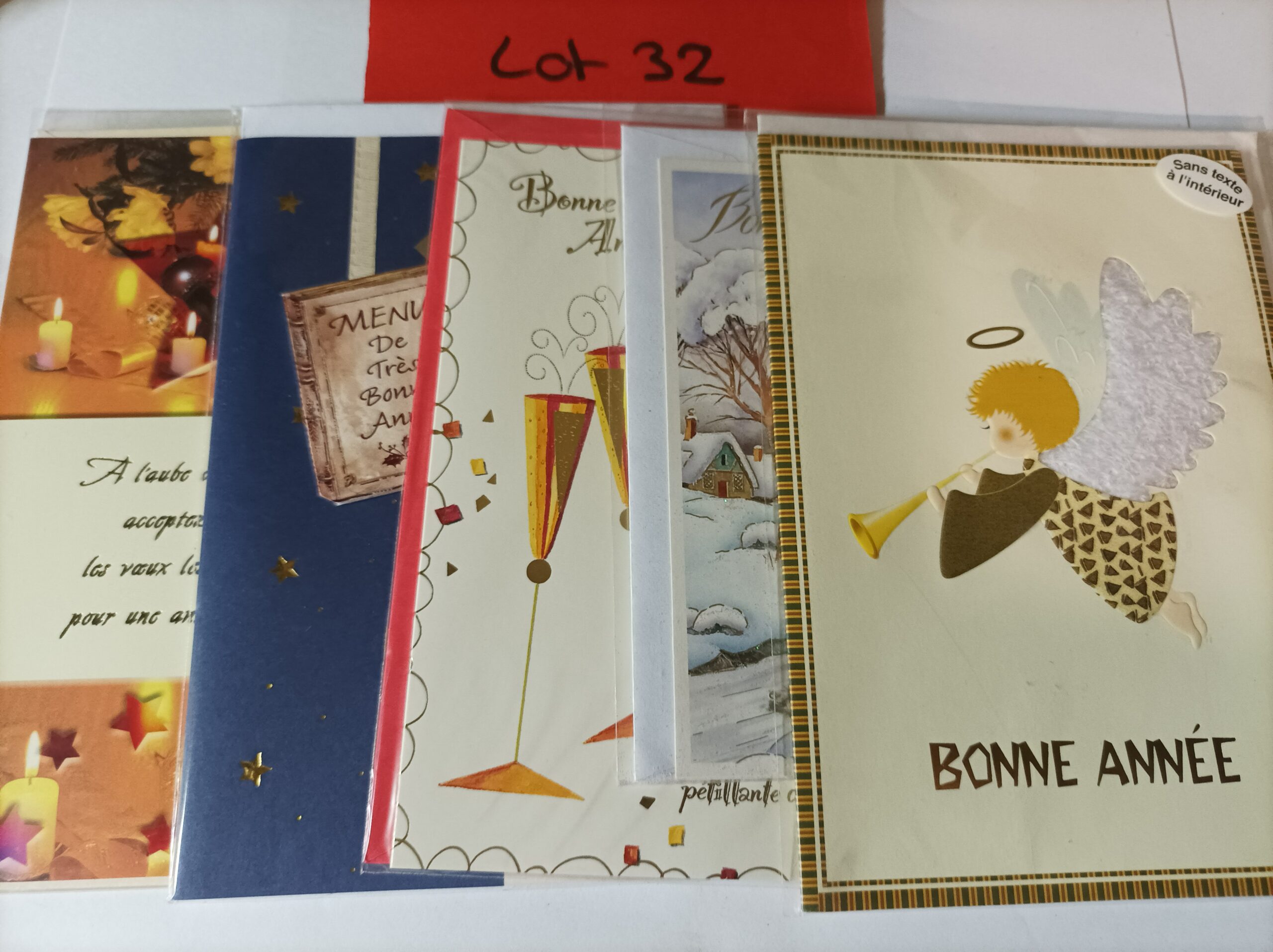 Lot de 5 cartes postales + enveloppes bonne année (lot 32)