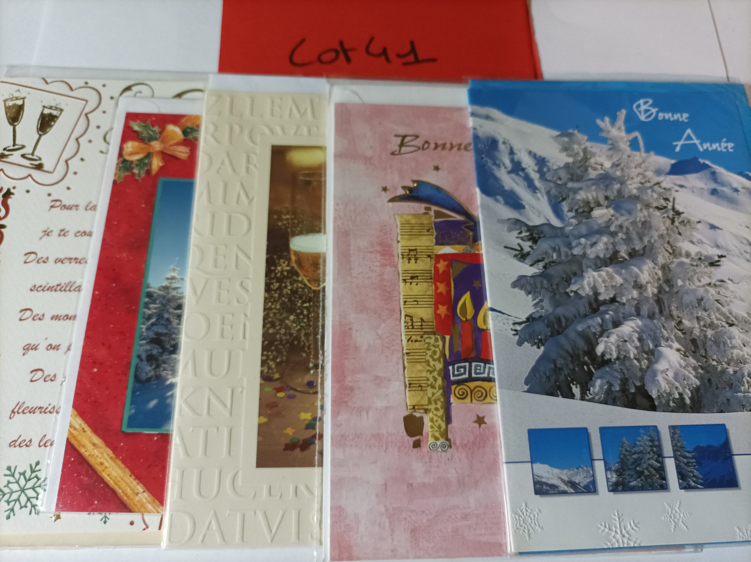 Lot de 5 cartes postales + enveloppes bonne année (lot 41)