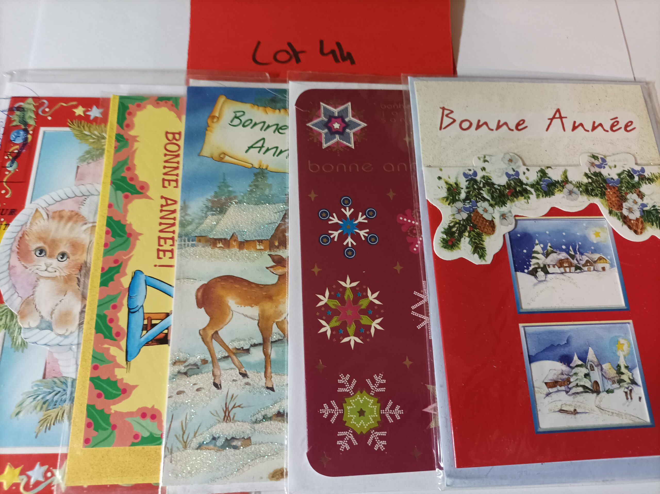 Lot de 5 cartes postales + enveloppes bonne année (lot 44)