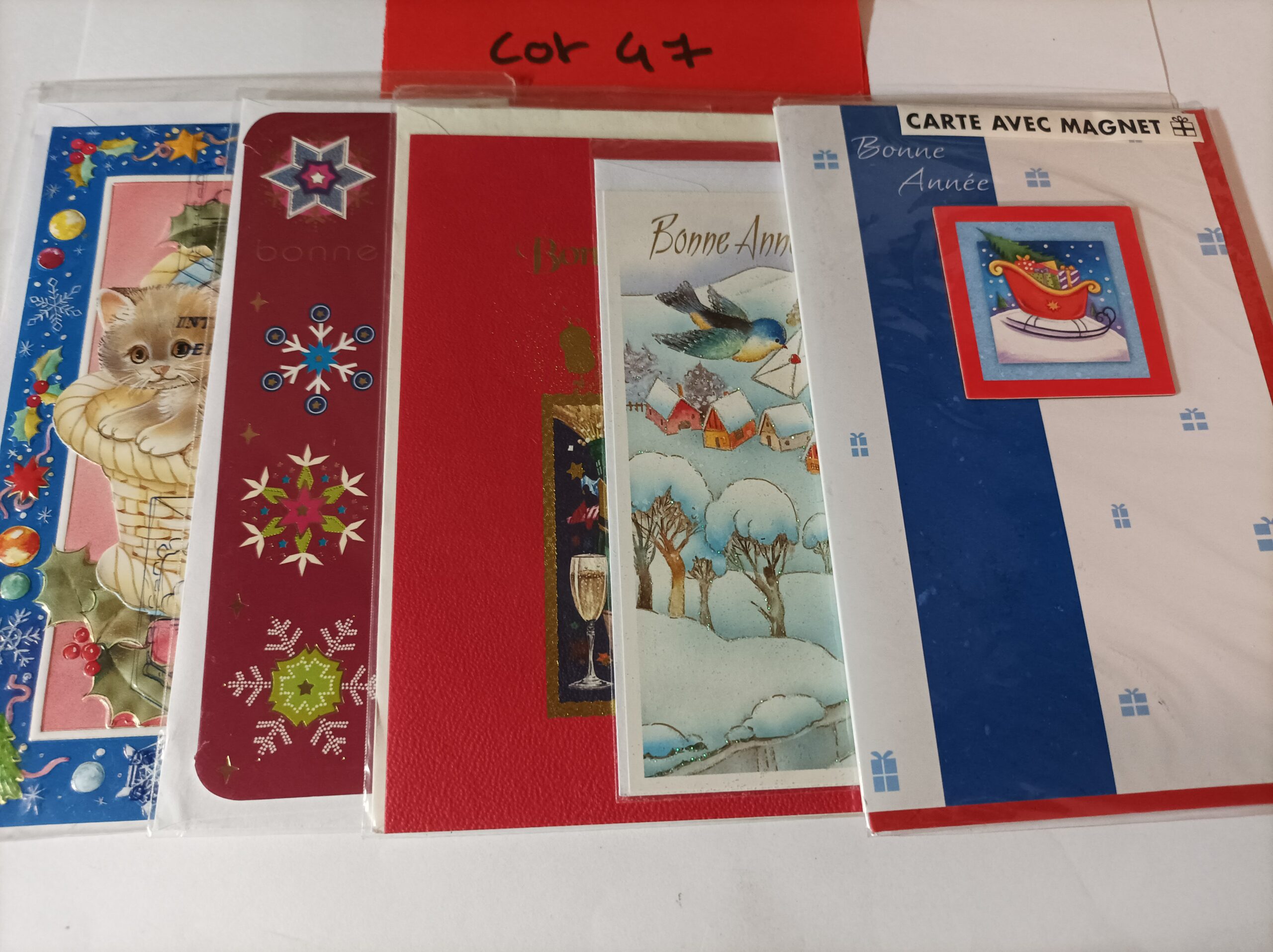 Lot de 5 cartes postales + enveloppes bonne année (lot 47)
