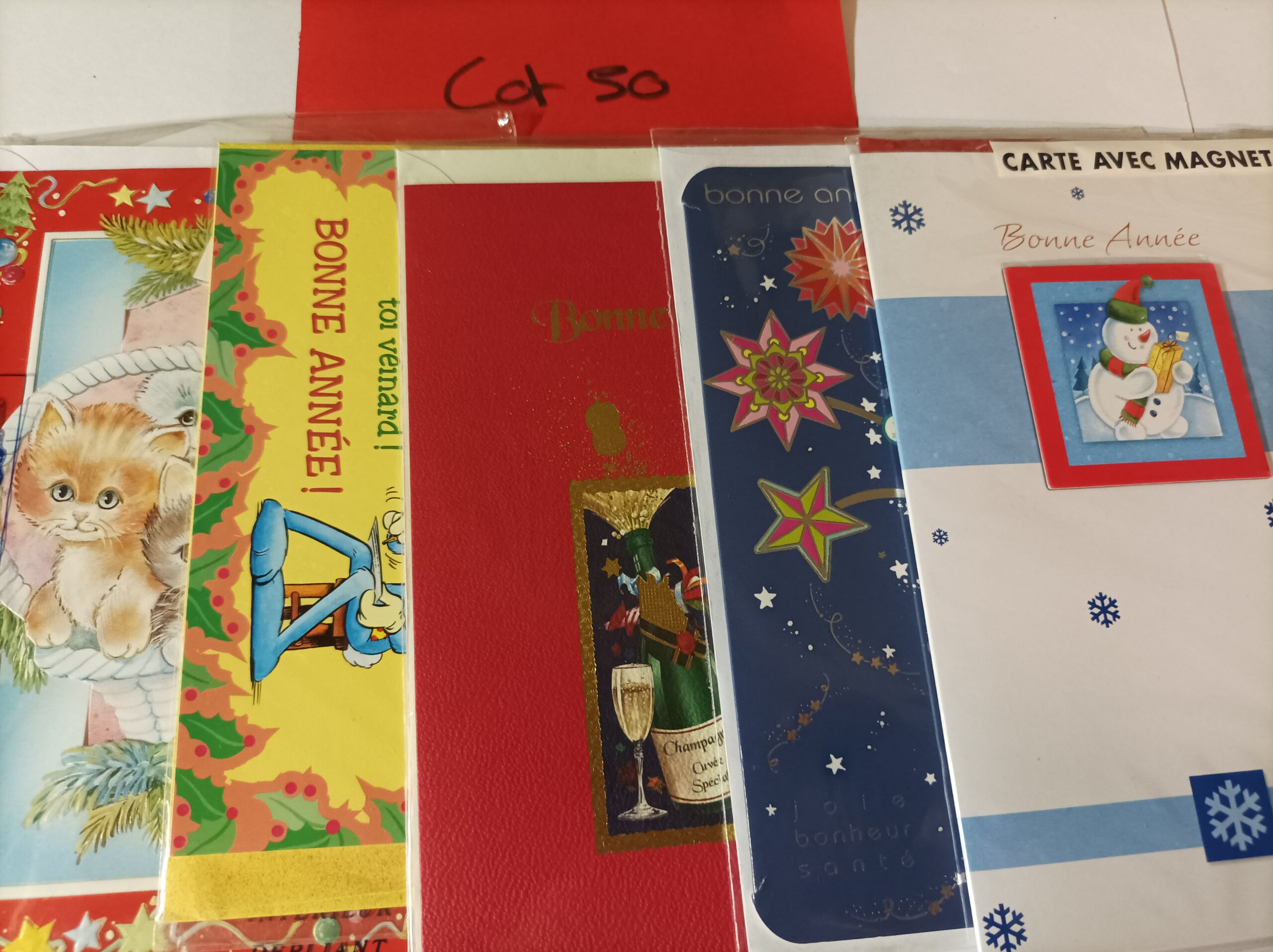 Lot de 5 cartes postales + enveloppes bonne année (lot 50)